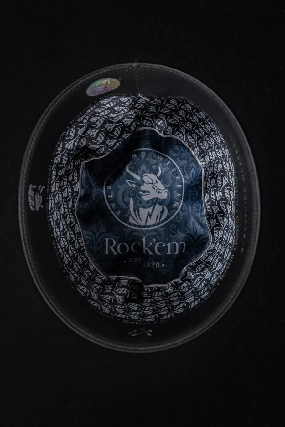 Rock'em 4X Black Open Crown Felt Cowboy Hat - Image 9