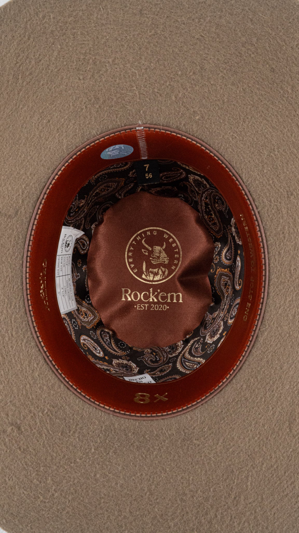 Rock'em 8X Camel Grizzly Fur Open Crown Felt Cowboy Hat - Image 5