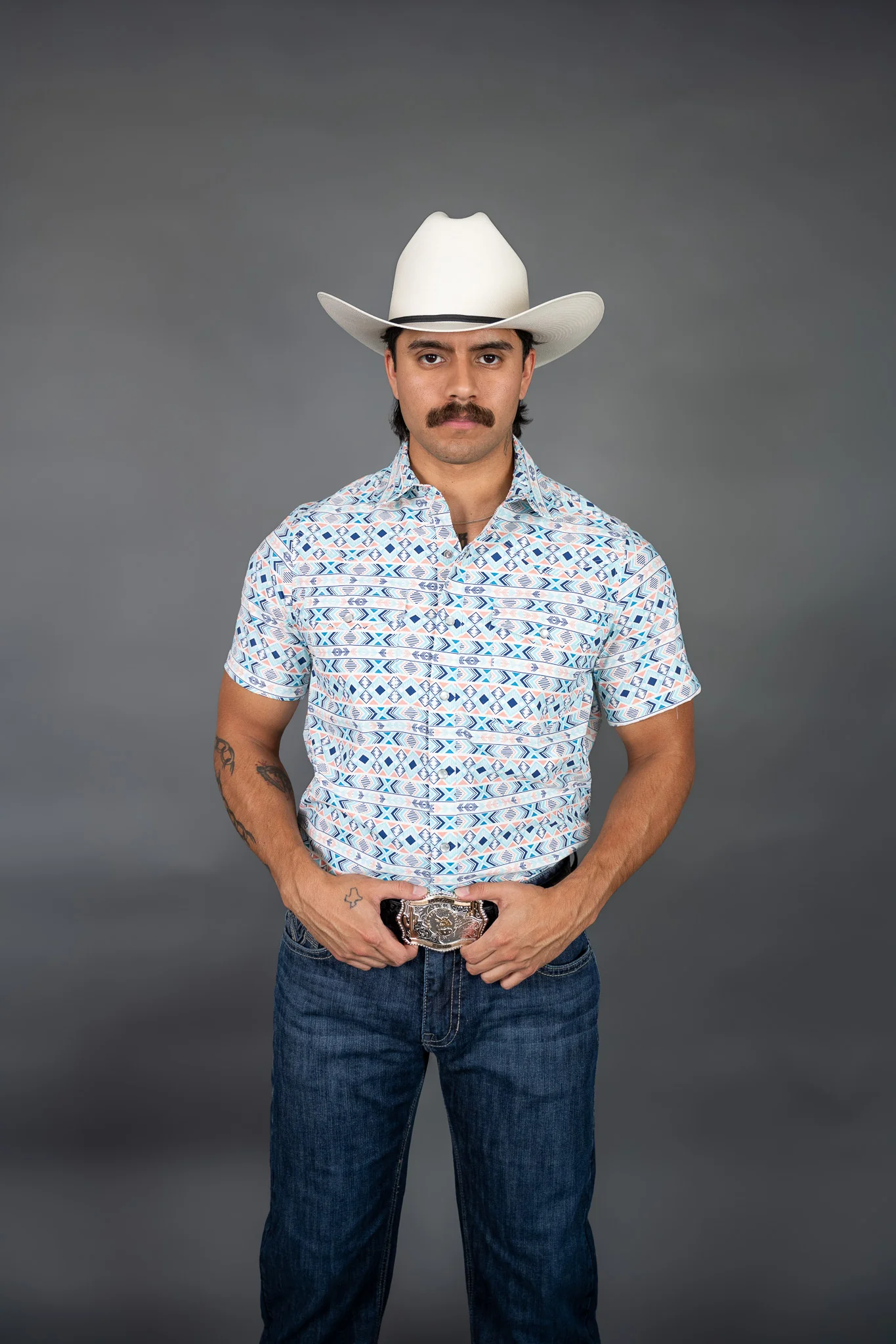 Roper Horizontal Aztec Short Sleeve Pearl Snap