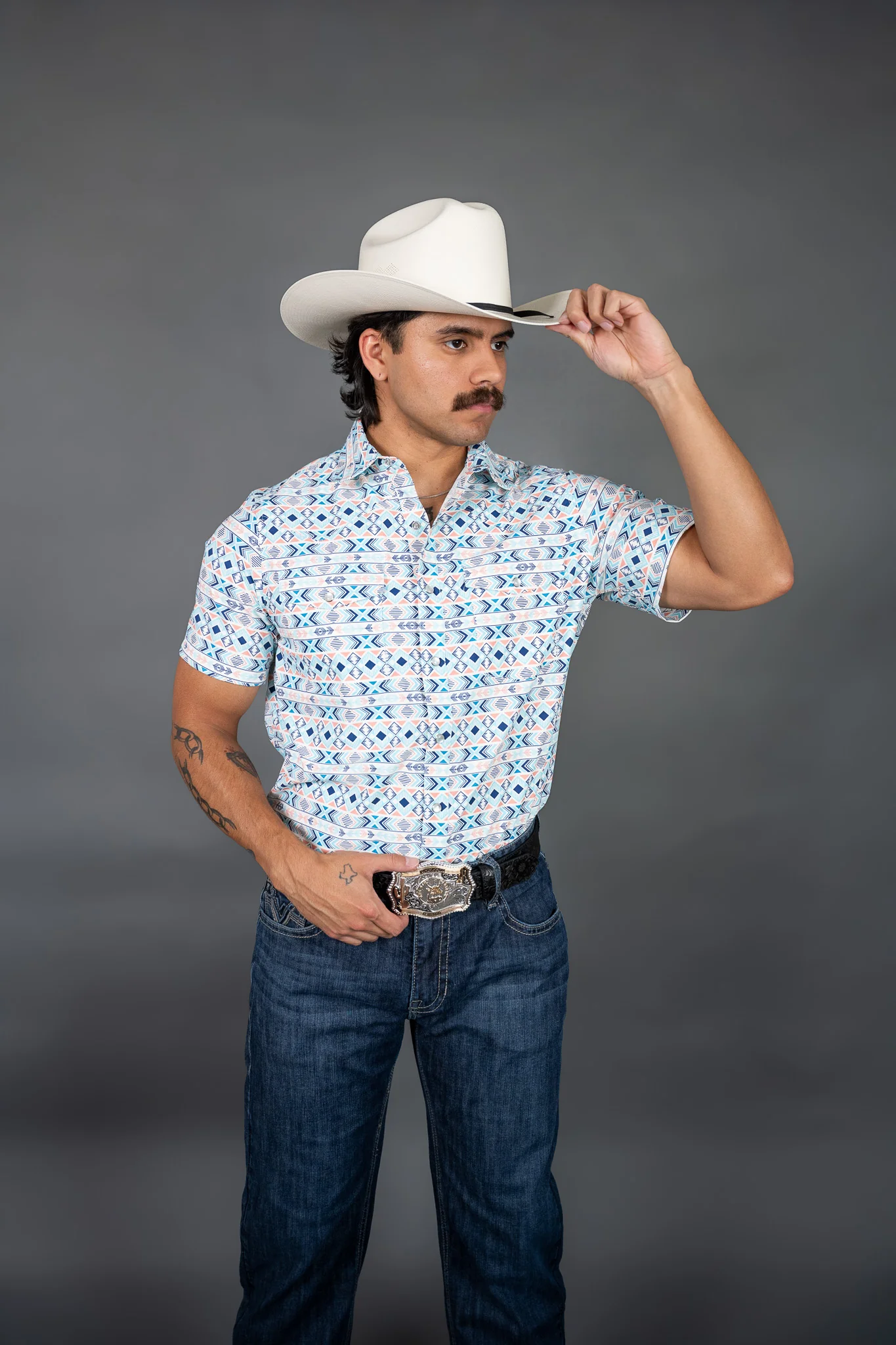 Roper Horizontal Aztec Short Sleeve Pearl Snap - Image 2