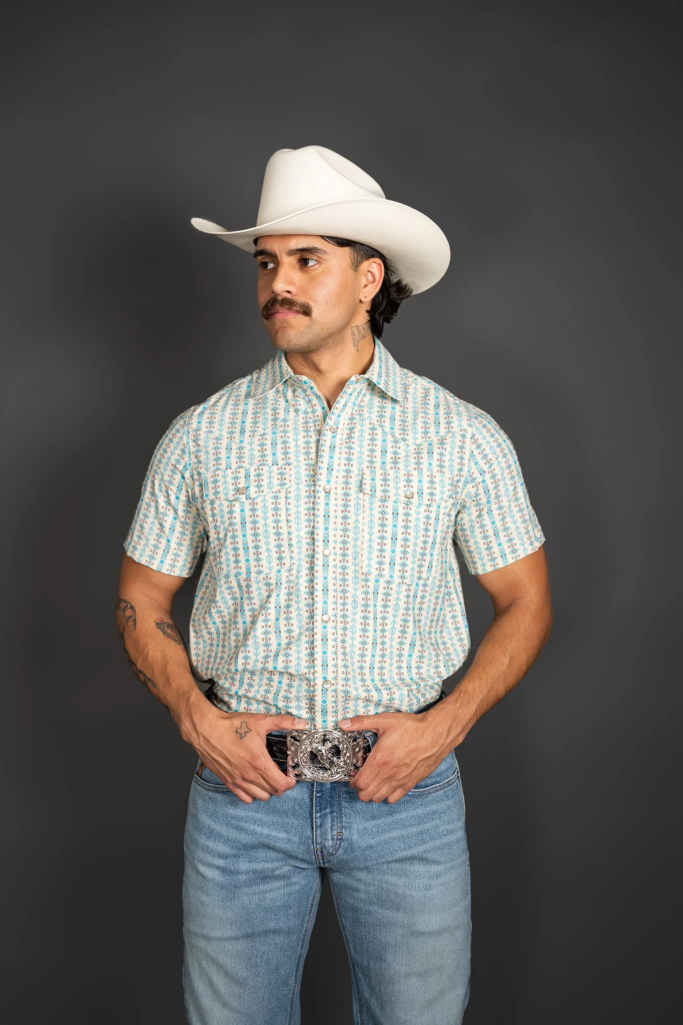 Roper Vertical Aztec Short Sleeve Pearl Snap