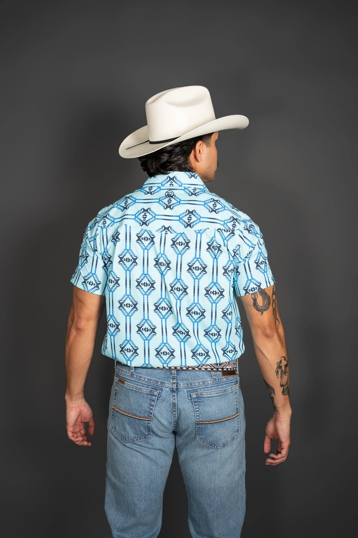 Roper Woven Aztec Short Sleeve Pearl Snap - Image 2