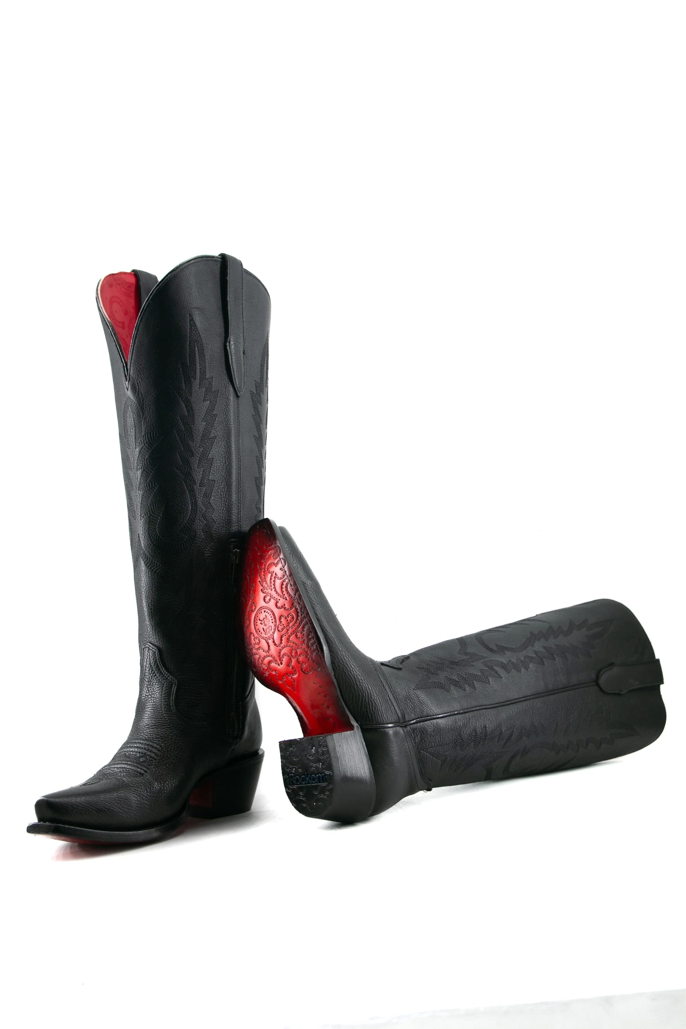 Scarlett Tall Wide Calf Red Bottom Snip Toe Cowgirl Boot - Image 9