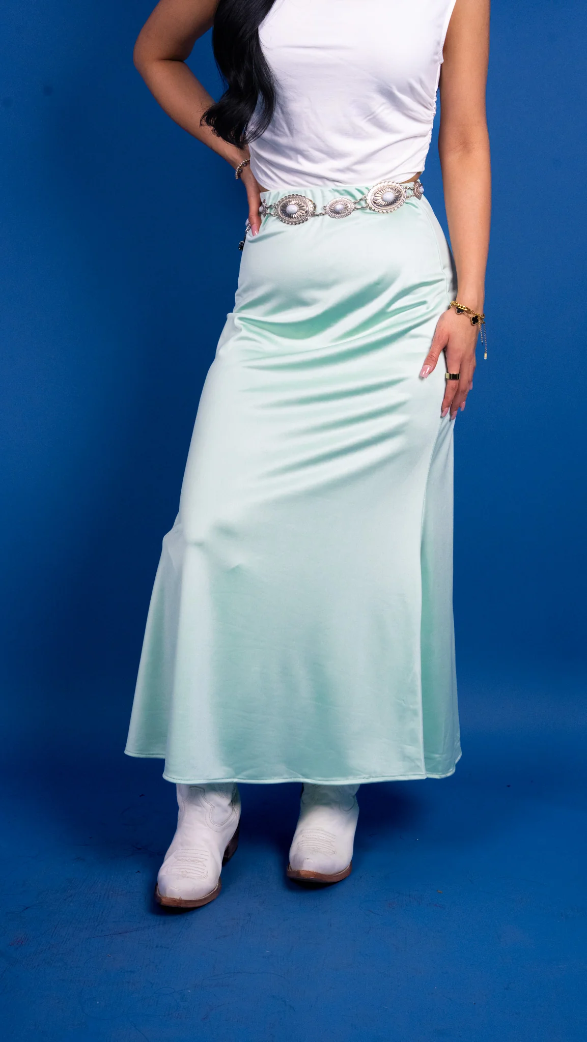Elaine Satin Elastic Waist Skirt - Image 14