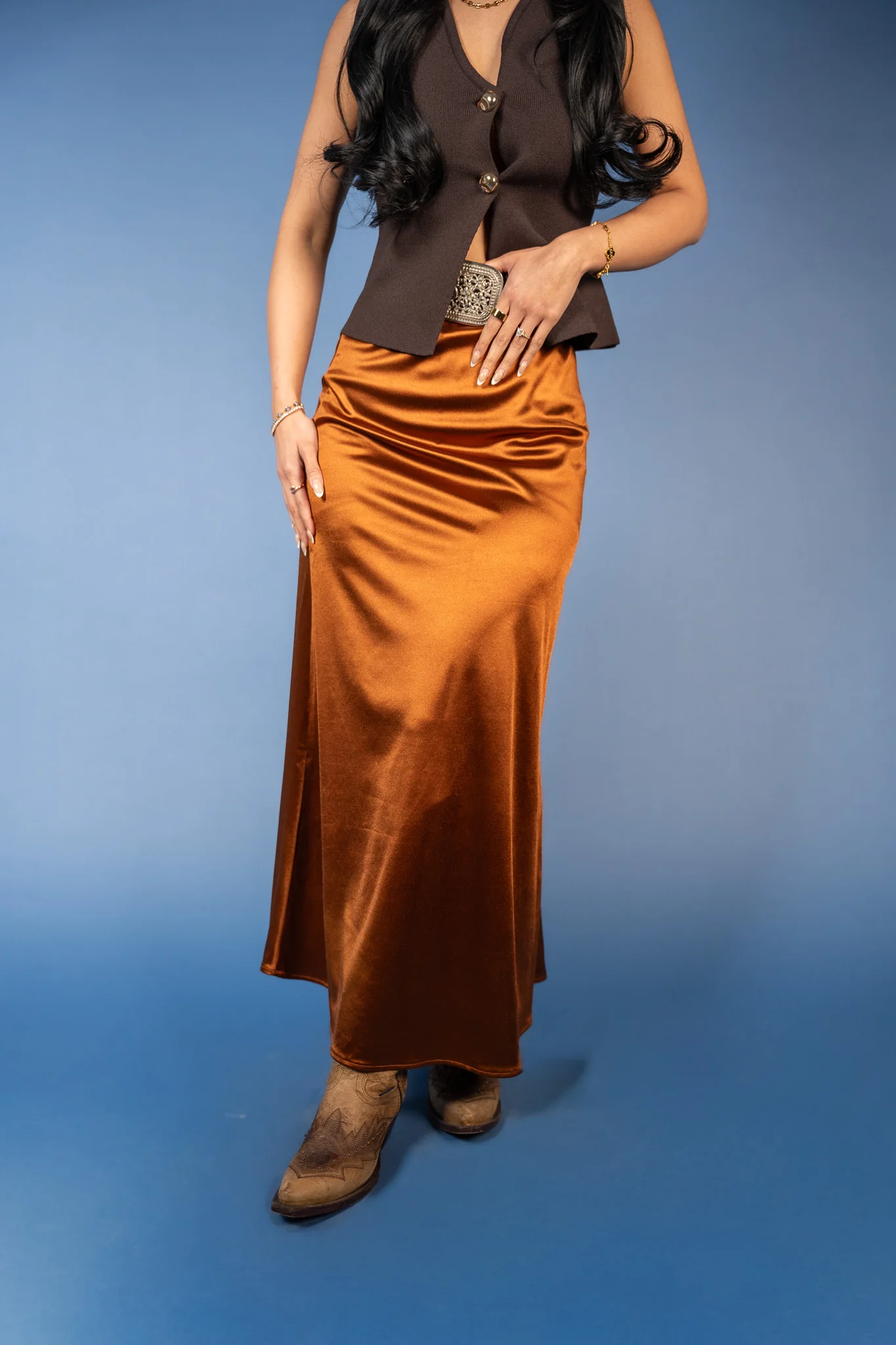 Elaine Satin Elastic Waist Skirt - Image 20