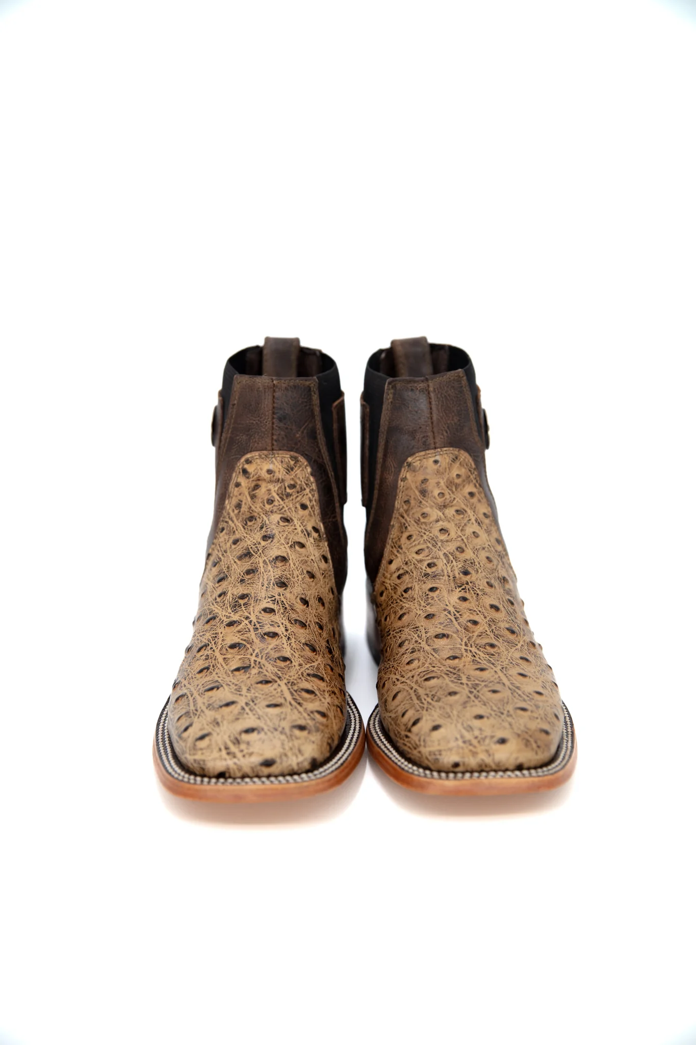 Ostrich Ranch Print Square Toe Men's Botin - Image 3