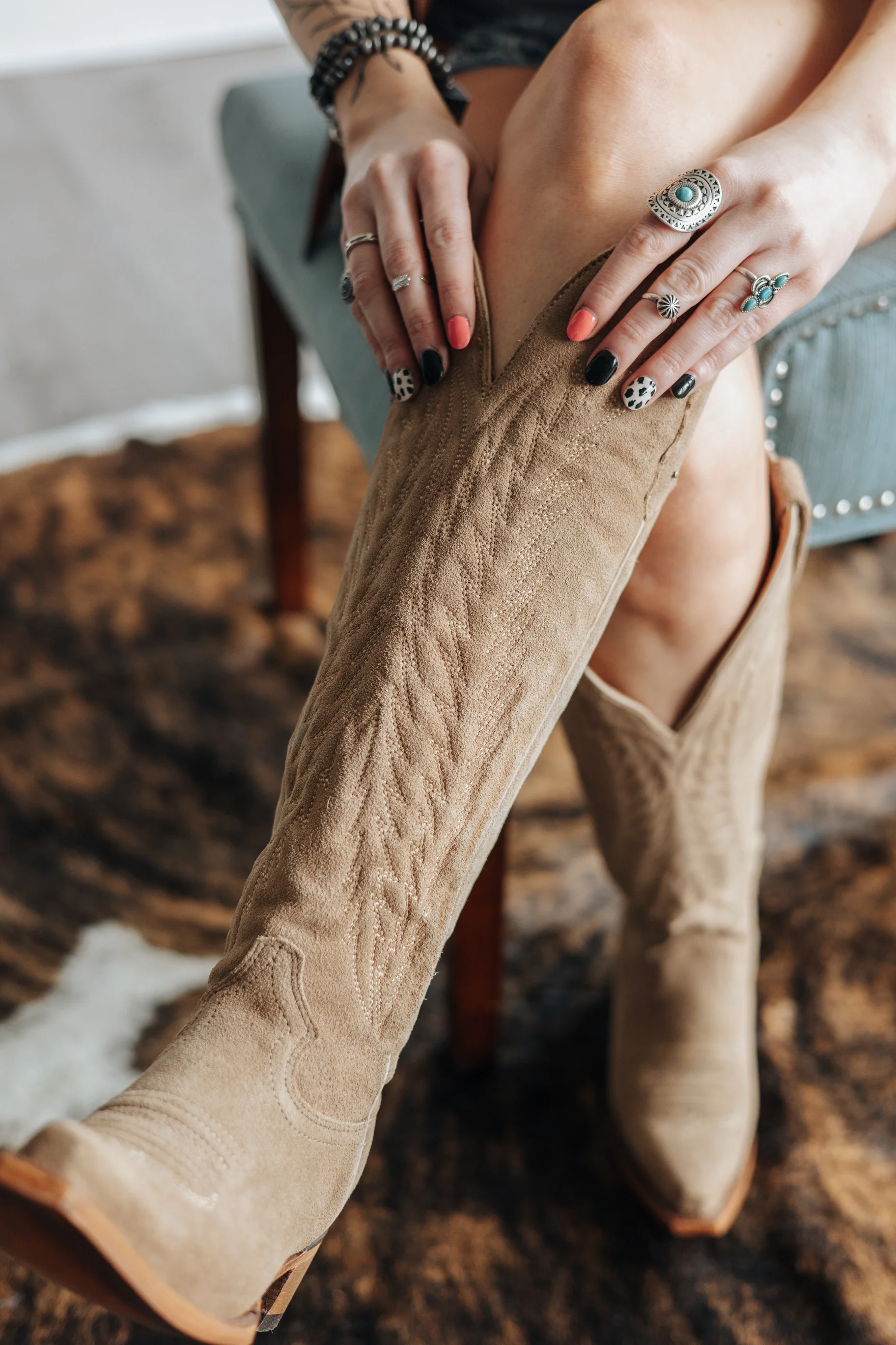 Georgina Gamuza Nude Tall Snip Toe Cowgirl Boot - Image 6
