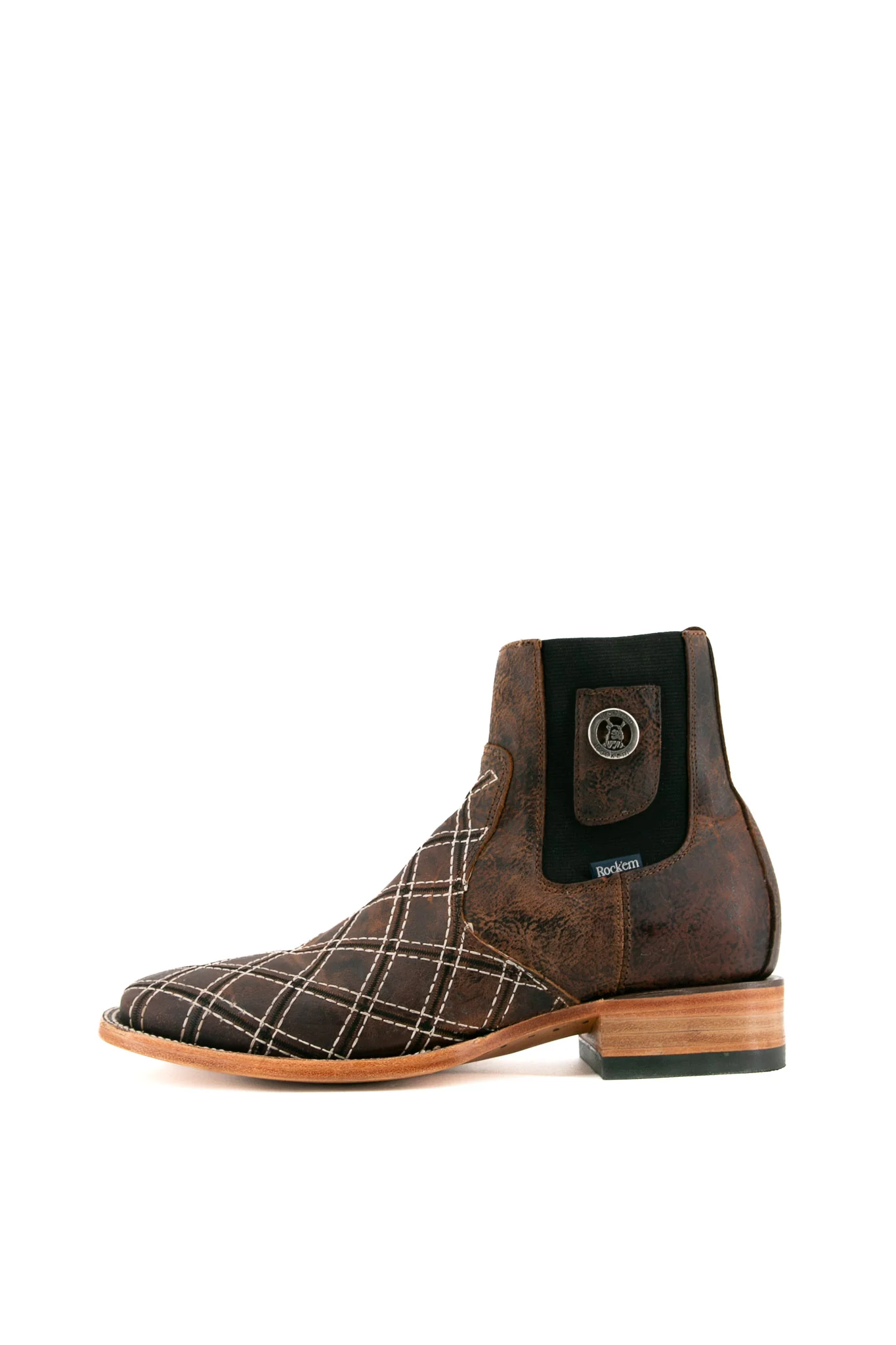 Men's Patchwork Square Toe Ankle Boot - Image 2