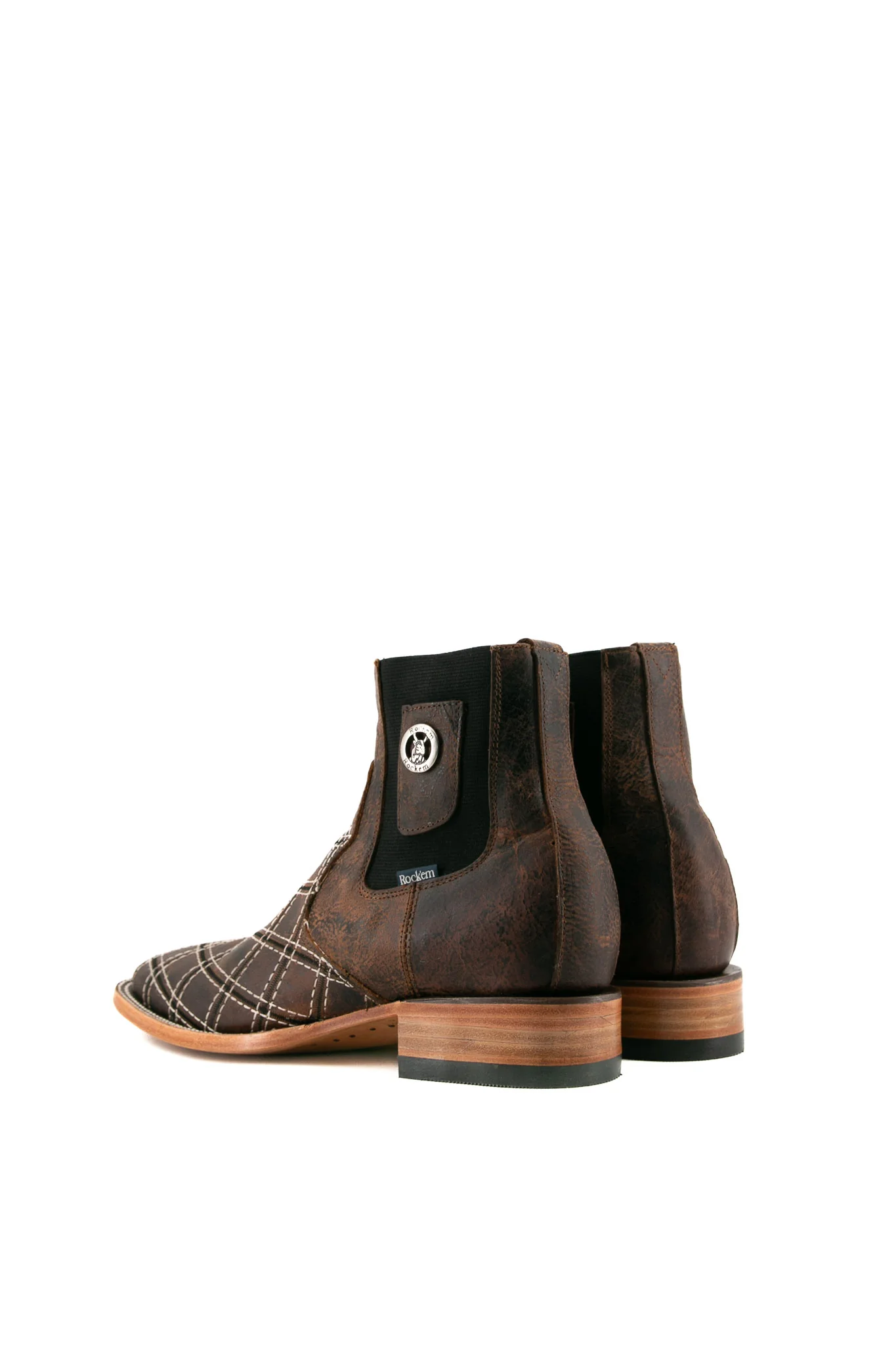 Men's Patchwork Square Toe Ankle Boot - Image 3