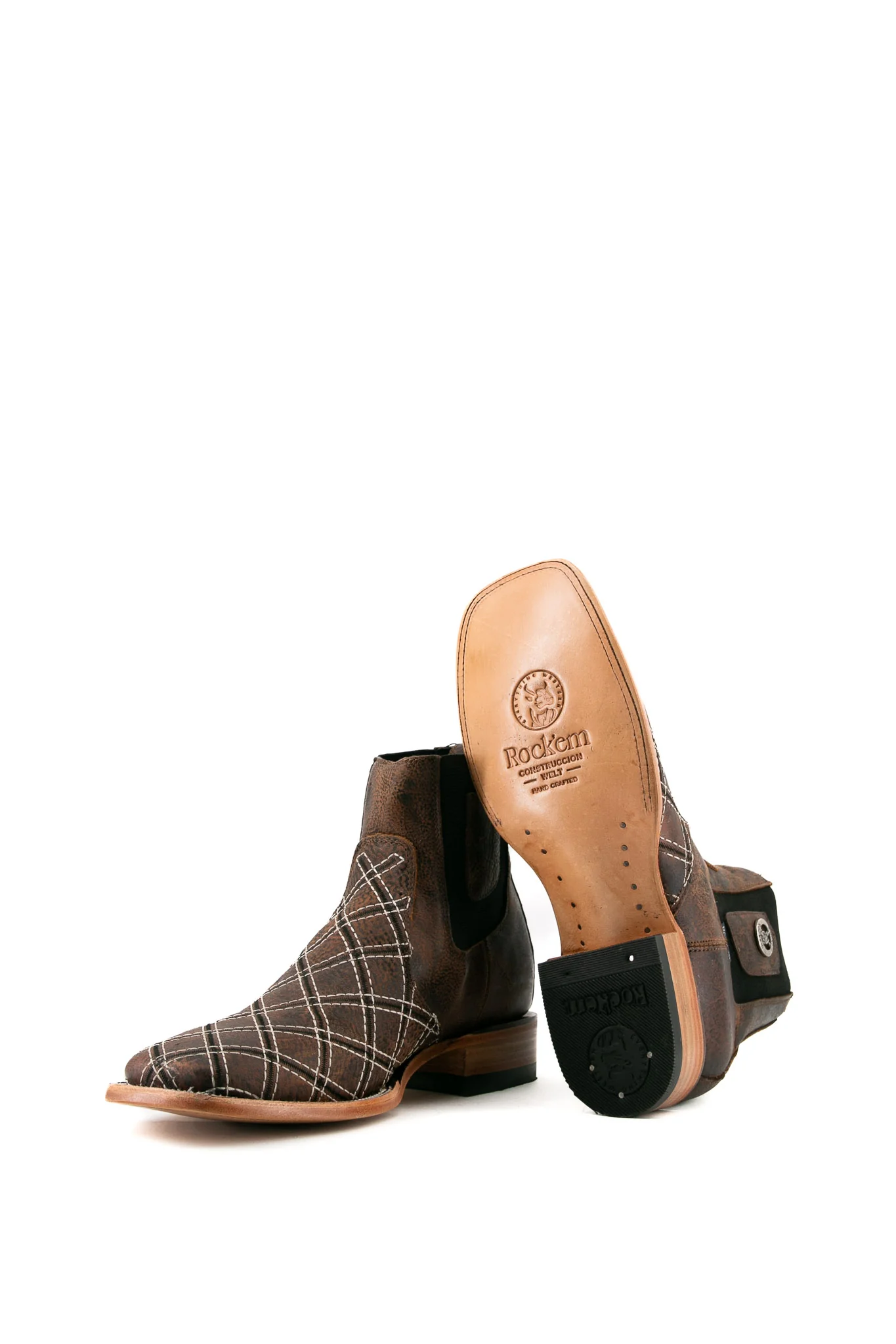 Men's Patchwork Square Toe Ankle Boot - Image 4