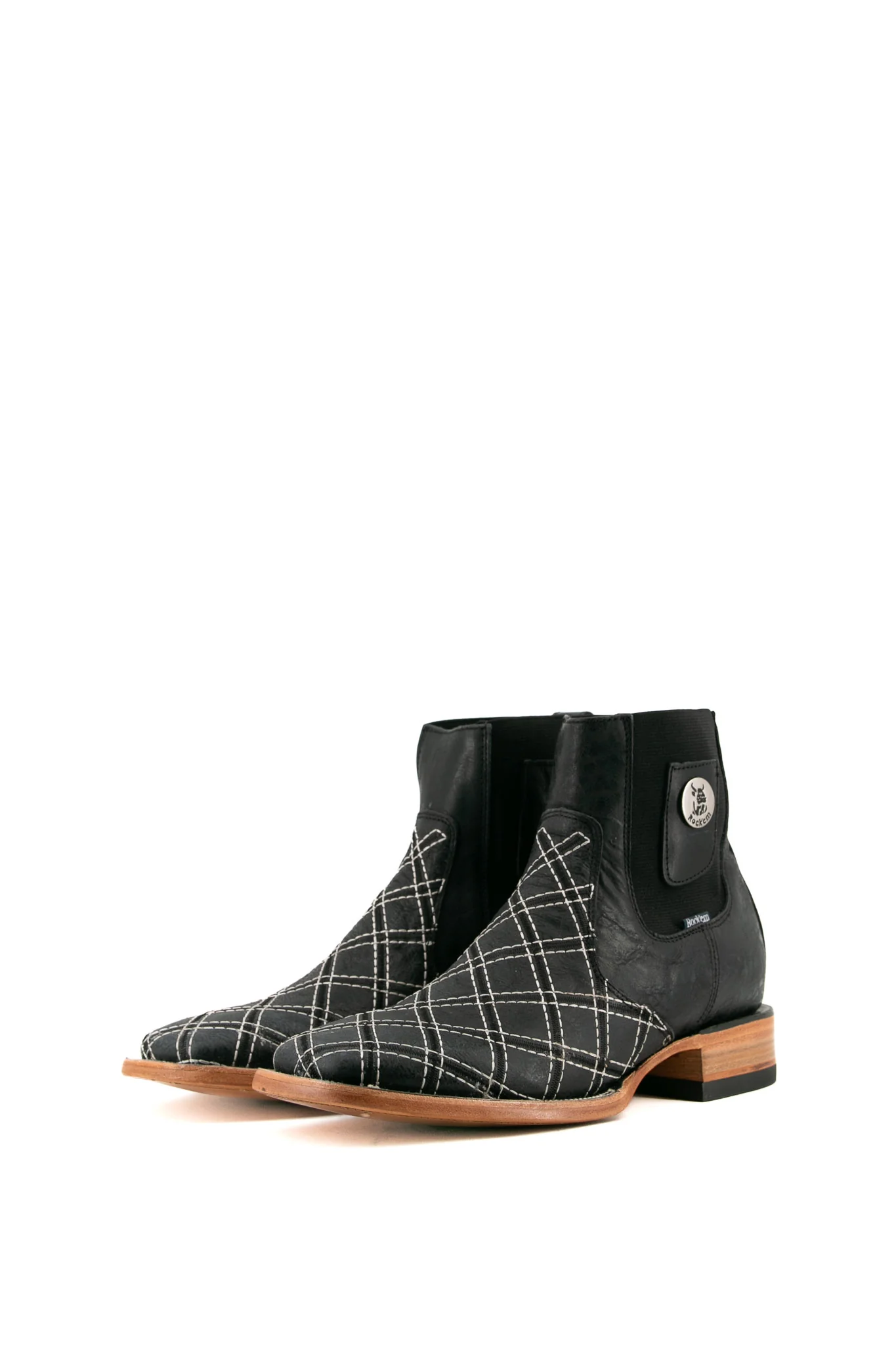 Men's Patchwork Square Toe Ankle Boot - Image 6