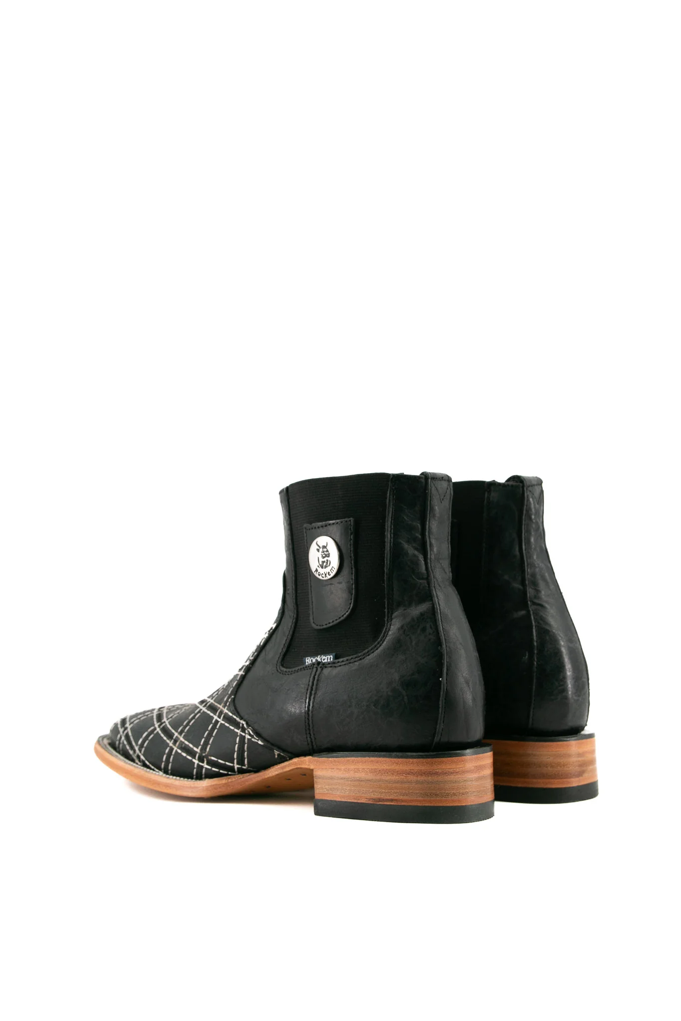 Men's Patchwork Square Toe Ankle Boot - Image 8