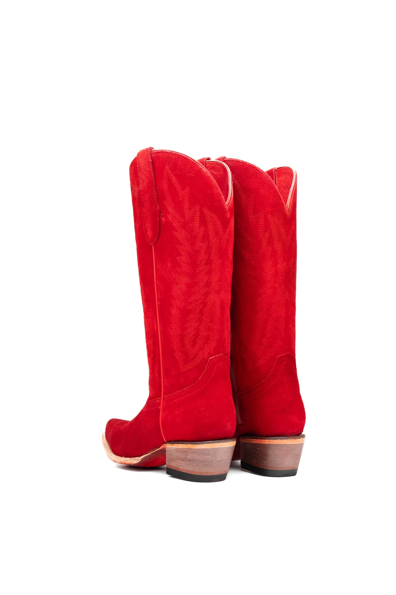 Presley Suede Midi Red Bottom Wide Calf Snip Toe Cowgirl Boot - Image 10
