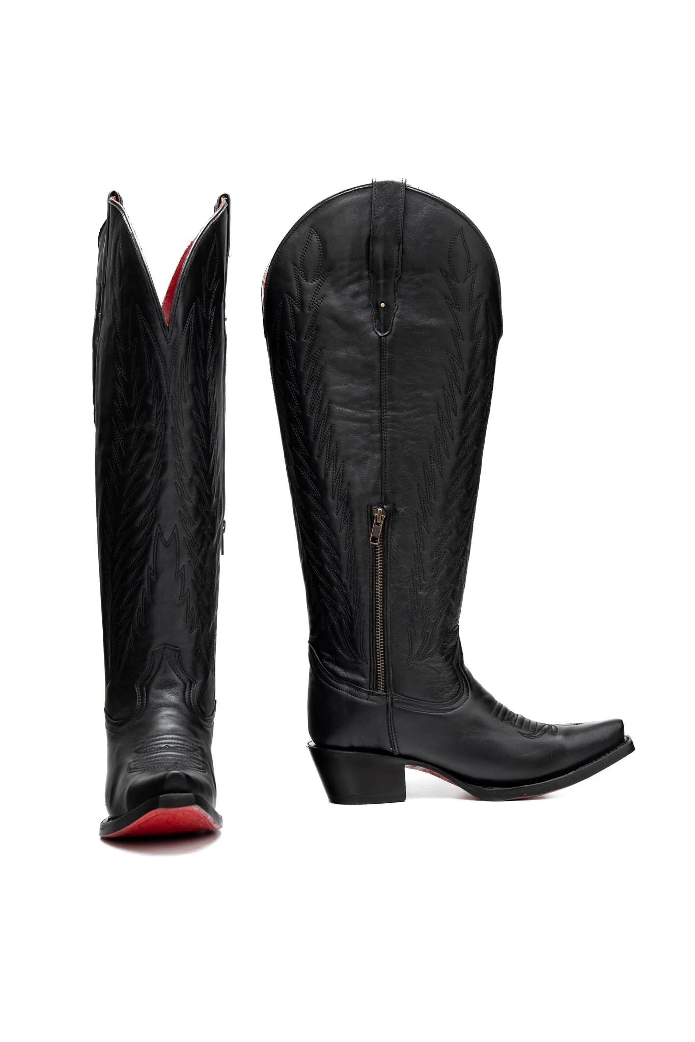 Valentina Tall Red Bottom Wide Calf Snip Toe Cowgirl Boot - Image 4
