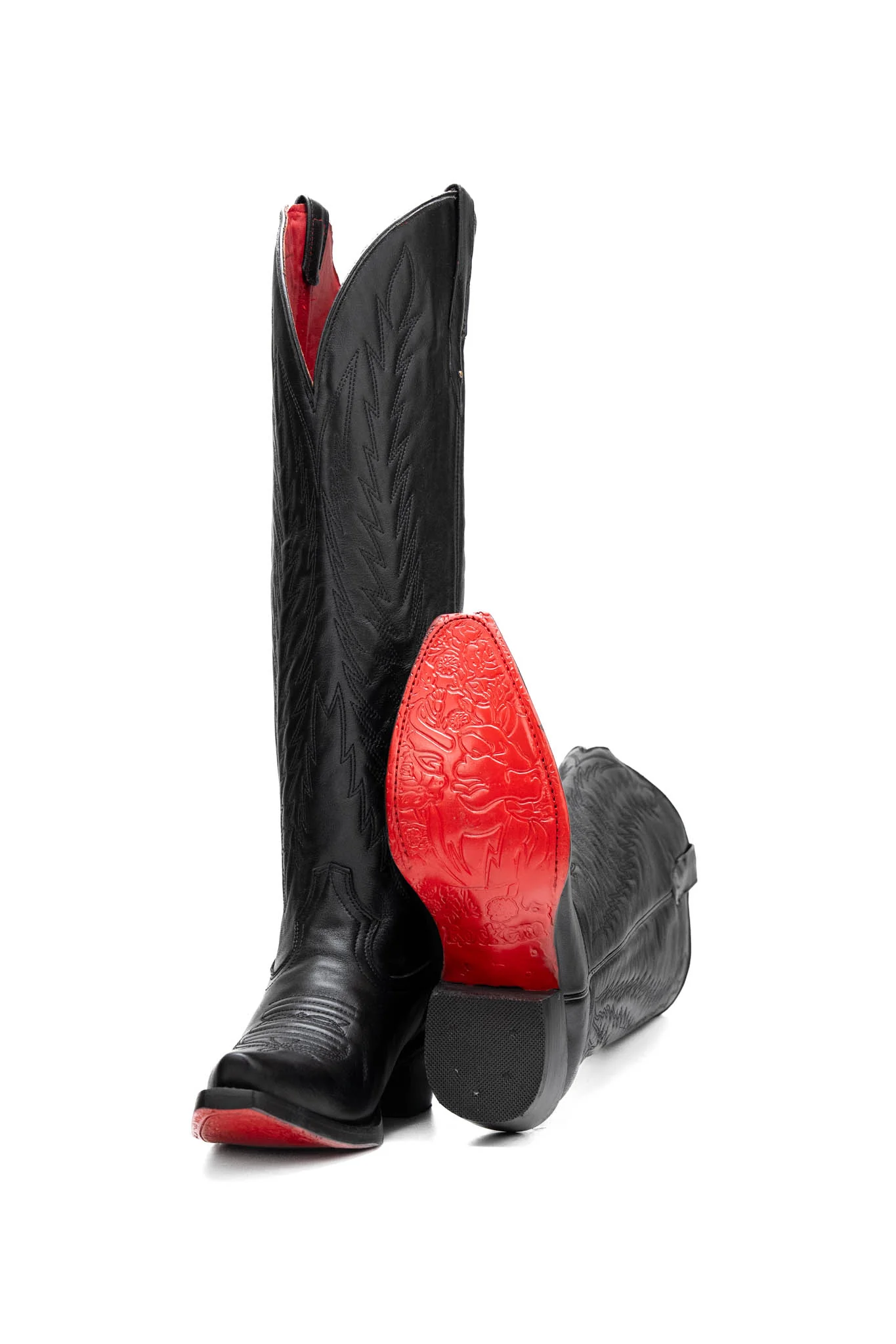 Valentina Tall Red Bottom Wide Calf Snip Toe Cowgirl Boot - Image 5