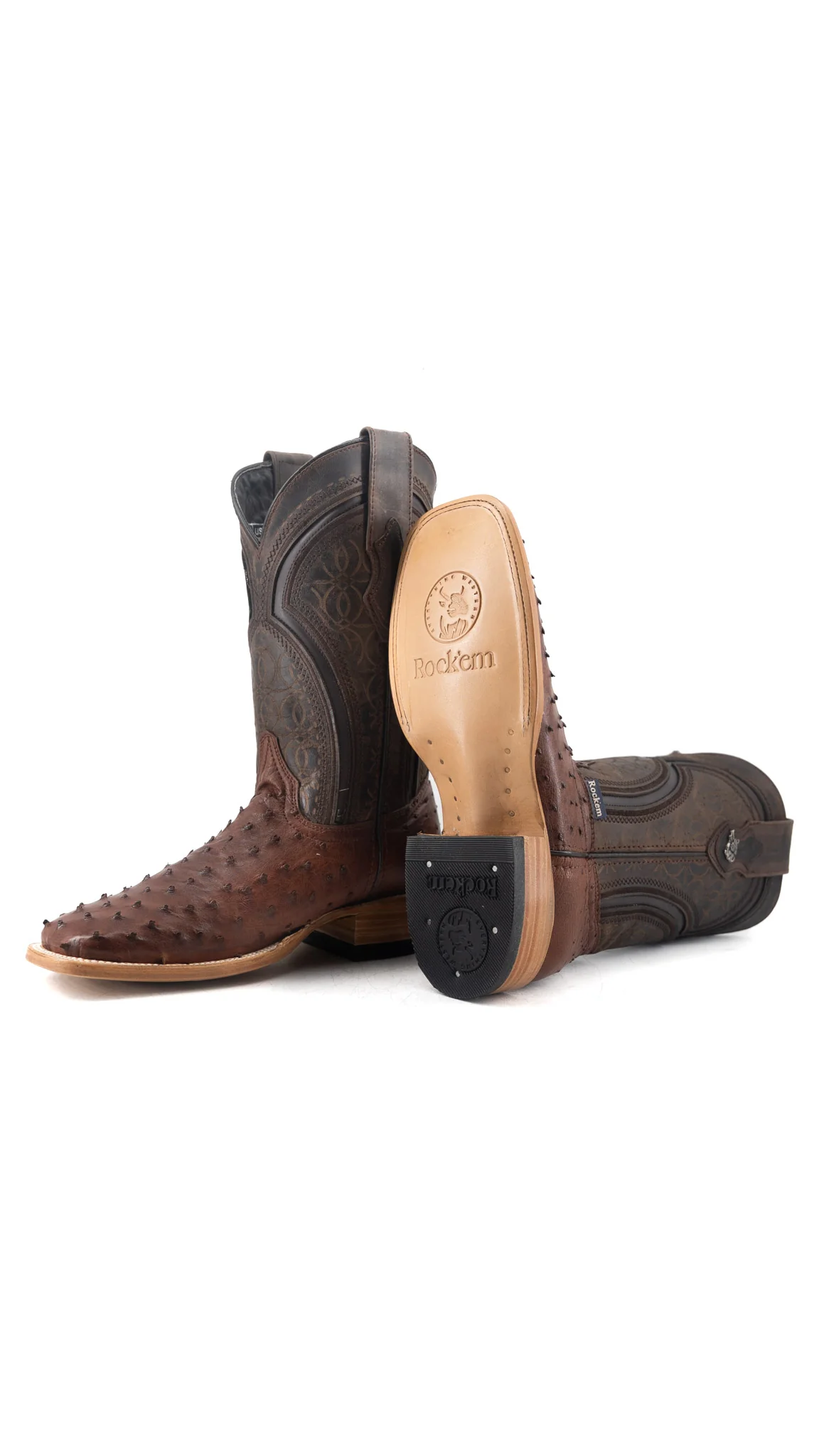Walter Ostrich Exotic Square Toe Cowboy Boot - Image 16