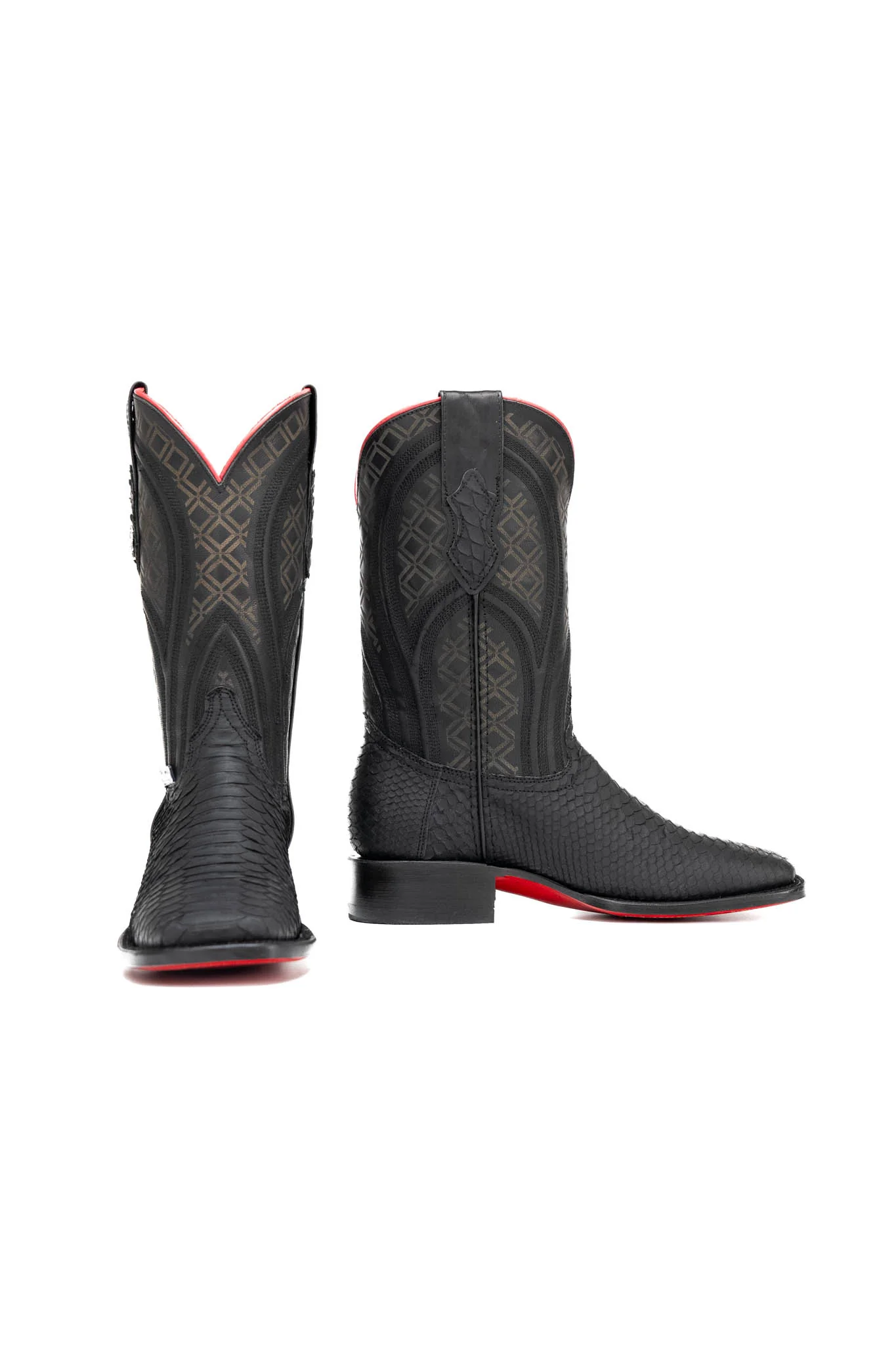 Walter Python Red Bottom Square Toe Cowboy Boot - Image 4