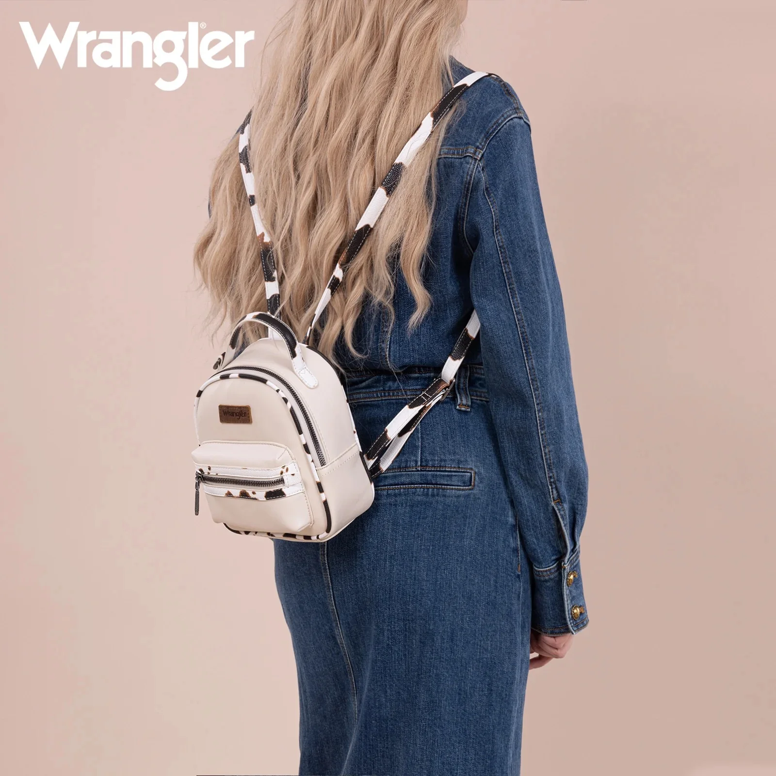 Wrangler Cow Print Trimmed Mini Backpack With Coin Pouch - Image 3