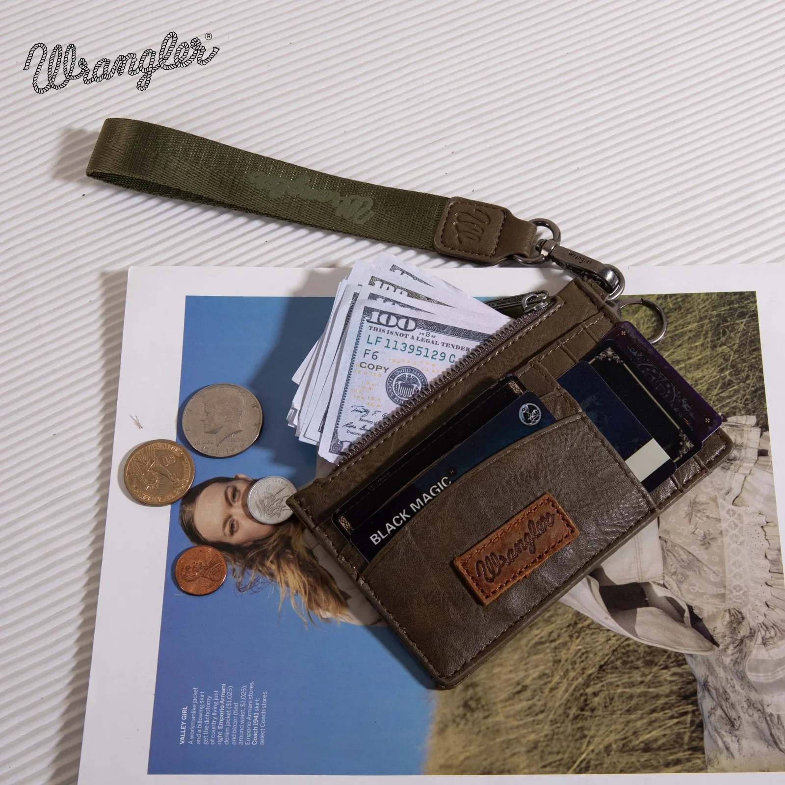 Wrangler Solid Color Key Chain Wristlet Card Wallet - Image 4