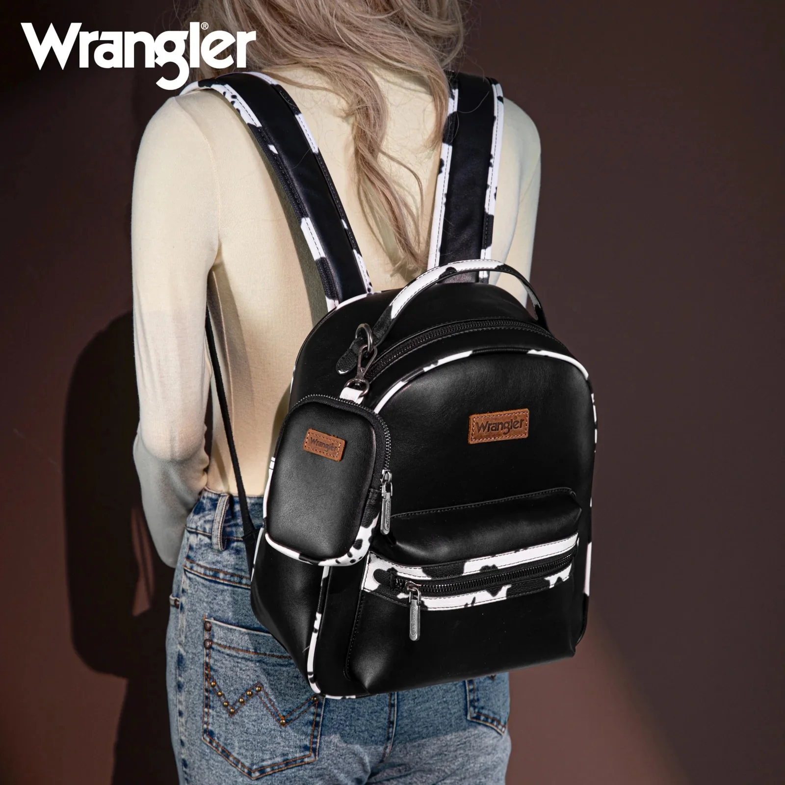 Wrangler Cow Print Backpack With Coin Pouch - Image 4