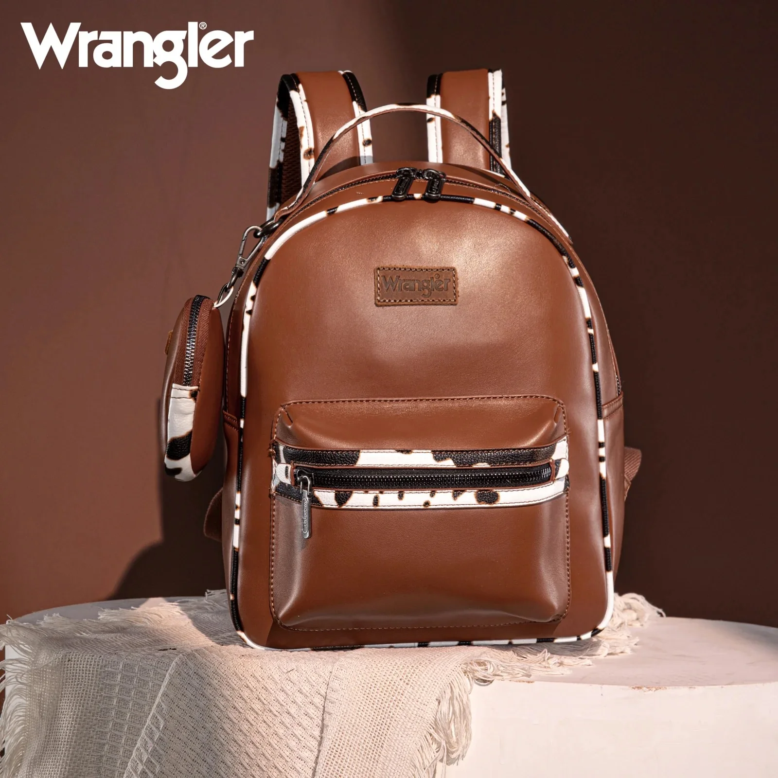 Wrangler Cow Print Backpack With Coin Pouch