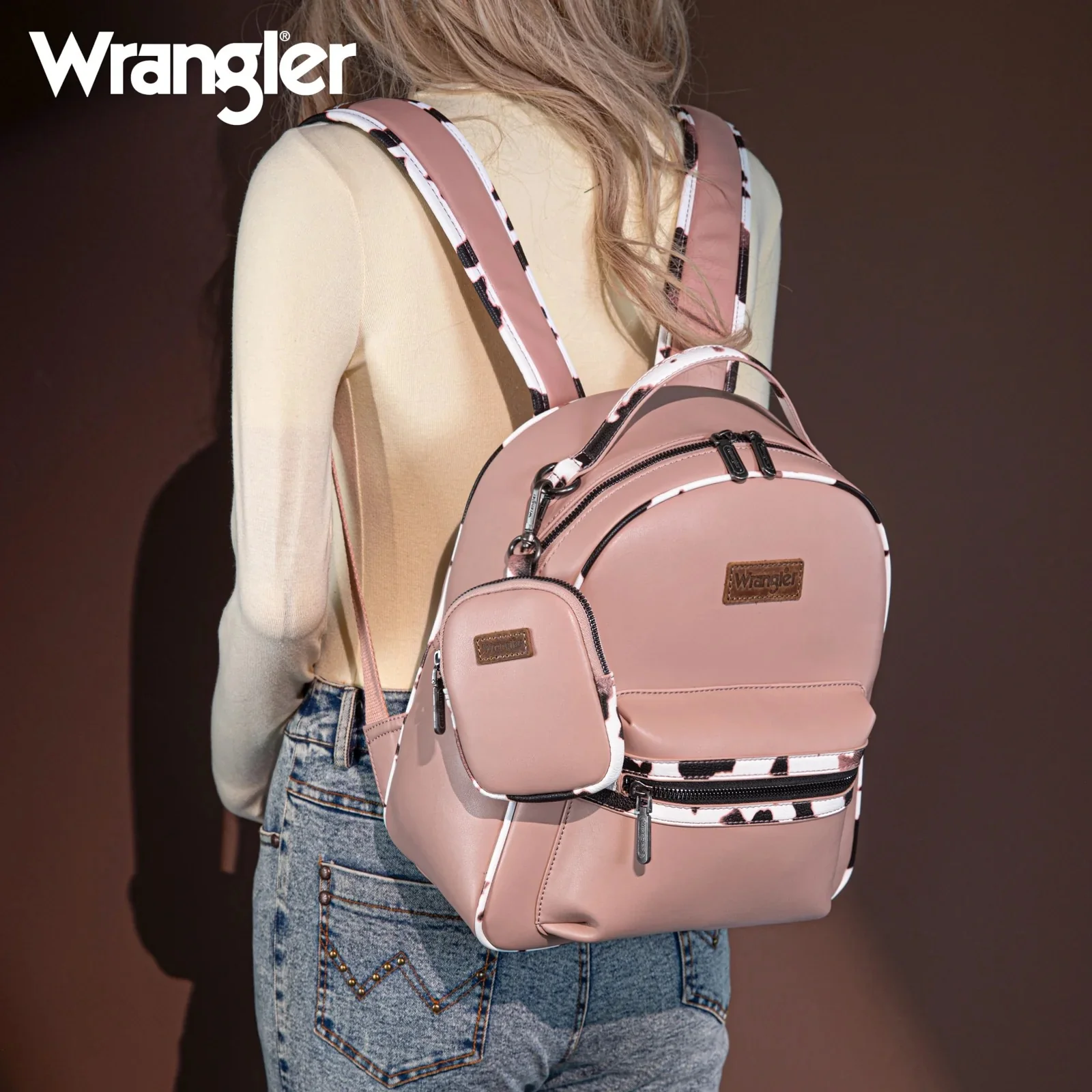 Wrangler Cow Print Backpack With Coin Pouch - Image 2