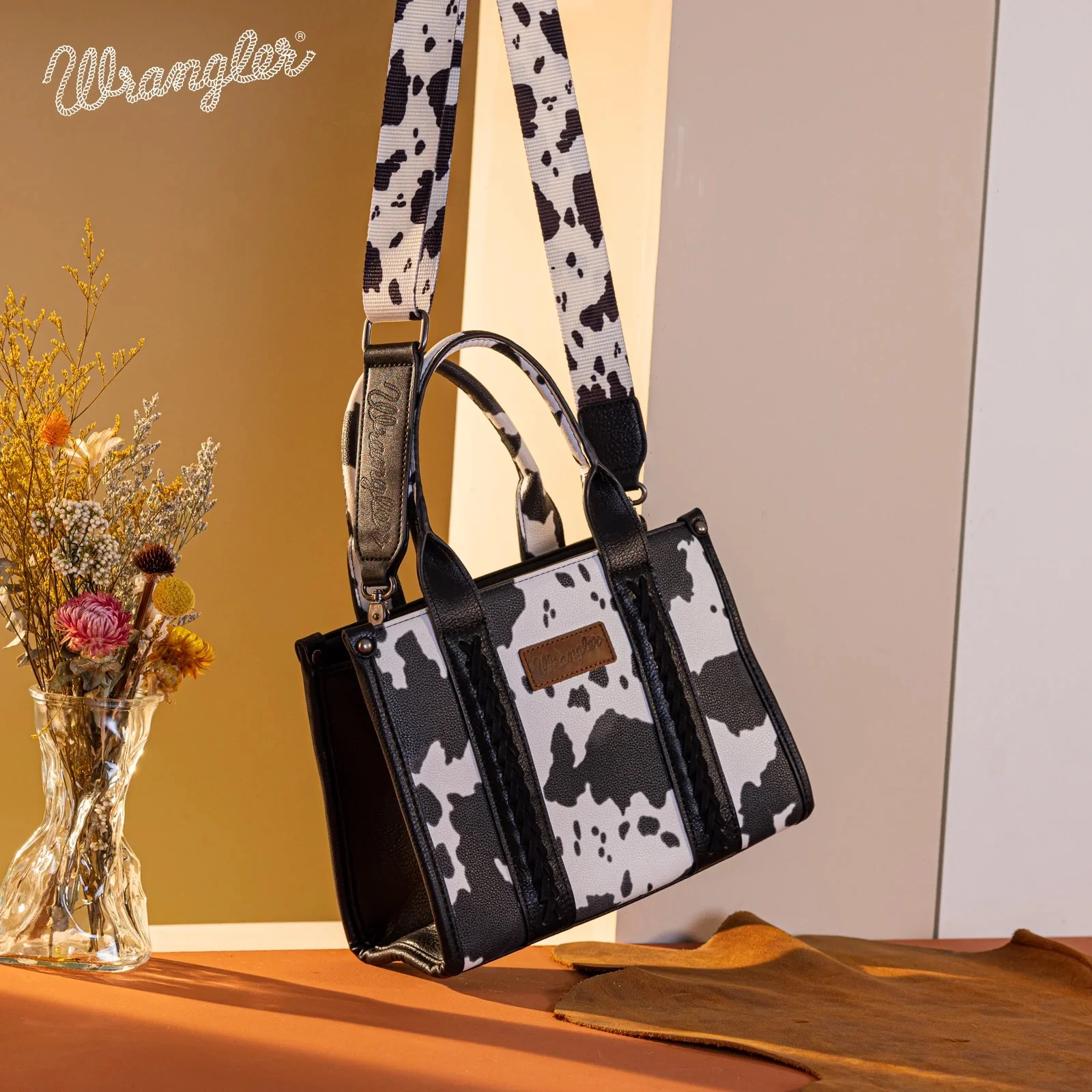 Wrangler Cow Print Concealed Carry Tote/Crossbody - Image 3