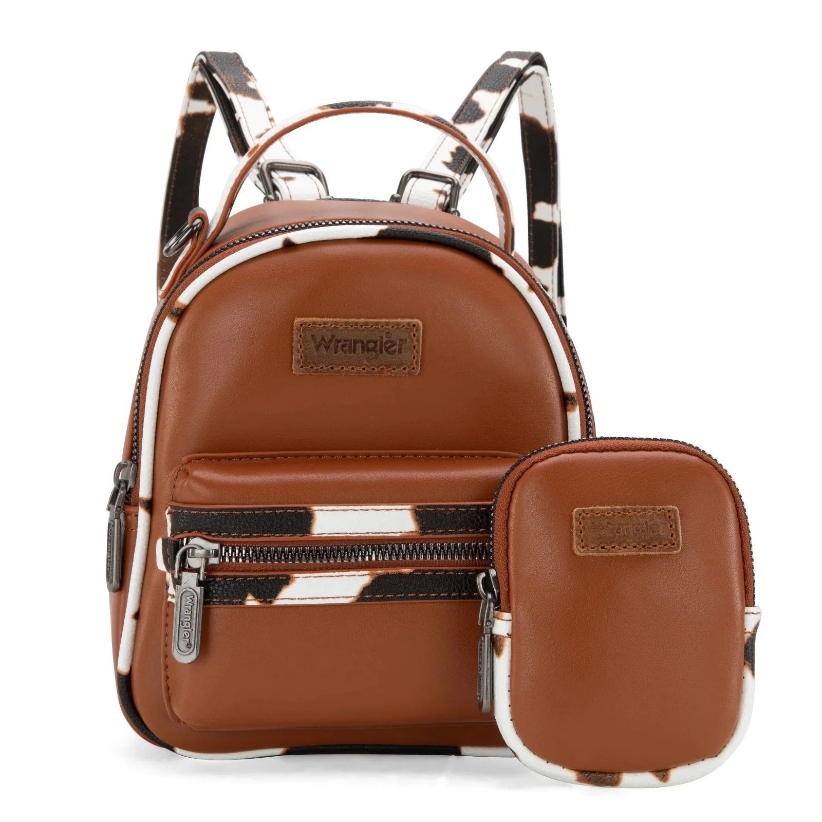 Wrangler Cow Print Trimmed Mini Backpack With Coin Pouch - Image 2