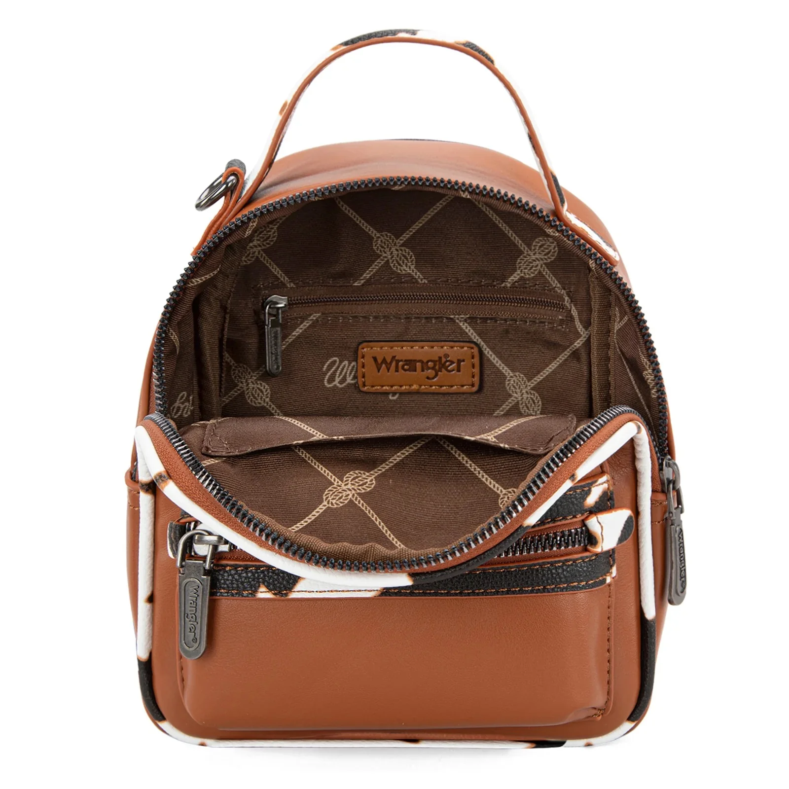 Wrangler Cow Print Trimmed Mini Backpack With Coin Pouch - Image 4