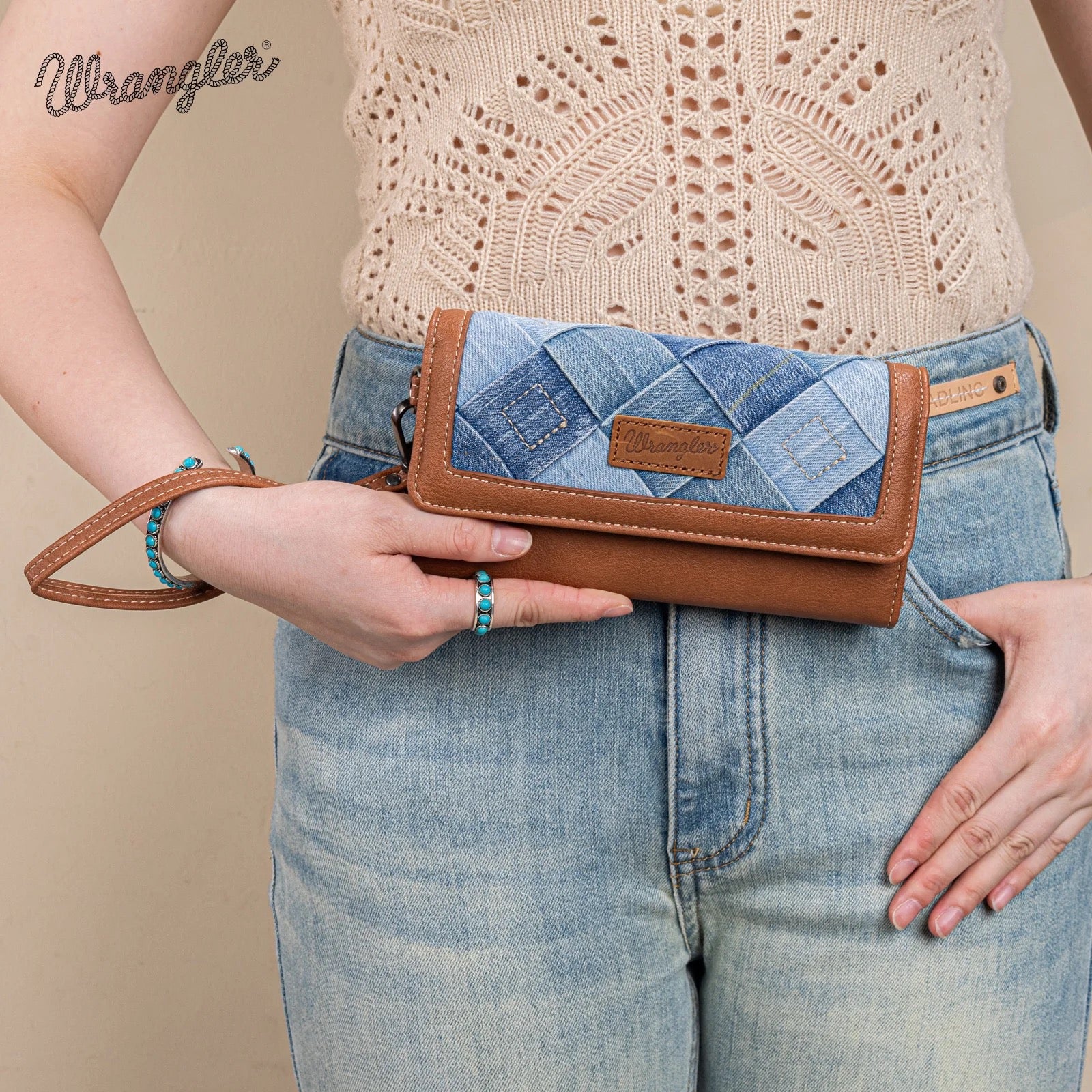 Wrangler Denim Woven Tri-Fold Wristlet/Wallet - Image 3