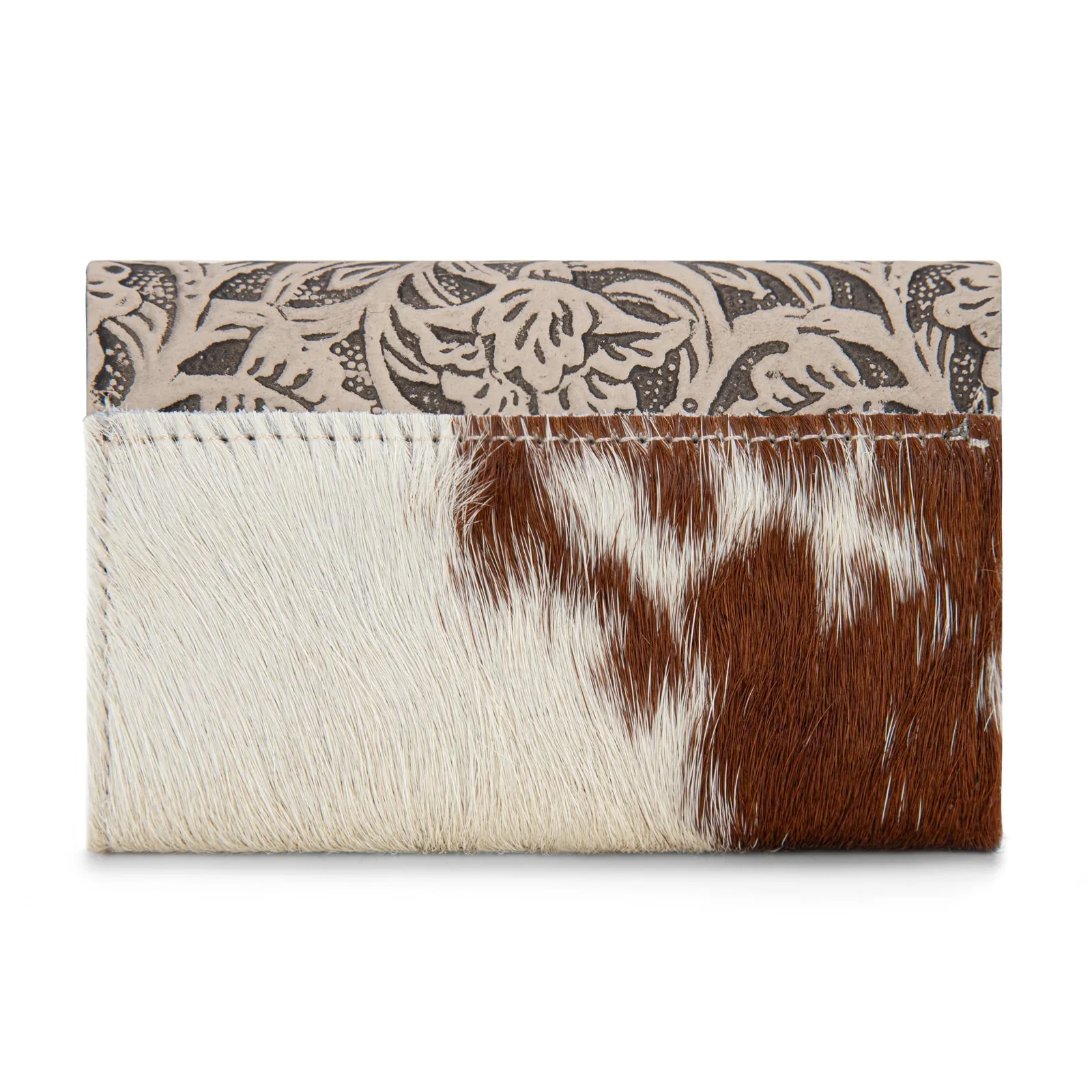Wrangler Genuine Hair-On Cowhide Floral Tooled Card Holder - Image 6