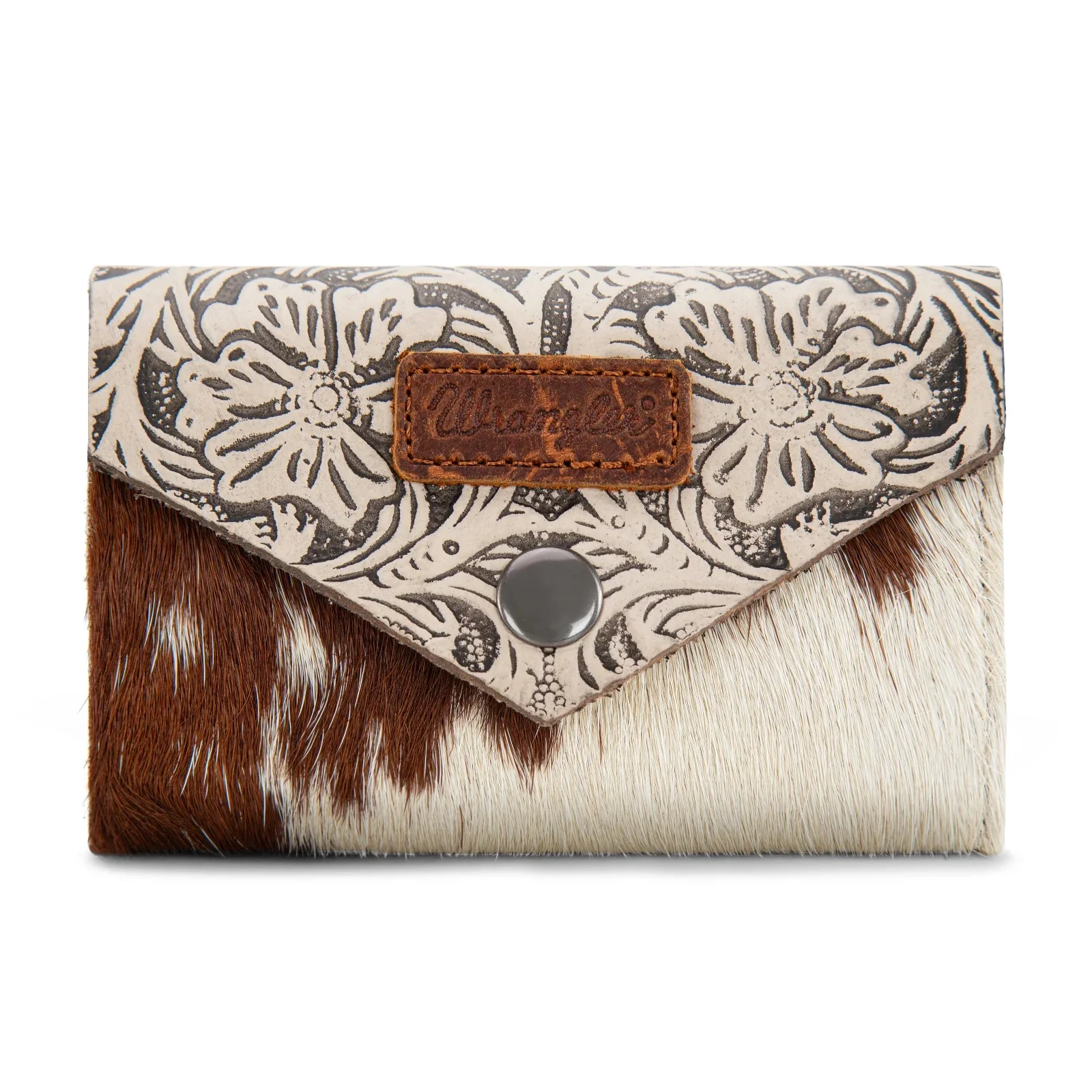 Wrangler Genuine Hair-On Cowhide Floral Tooled Card Holder - Image 8