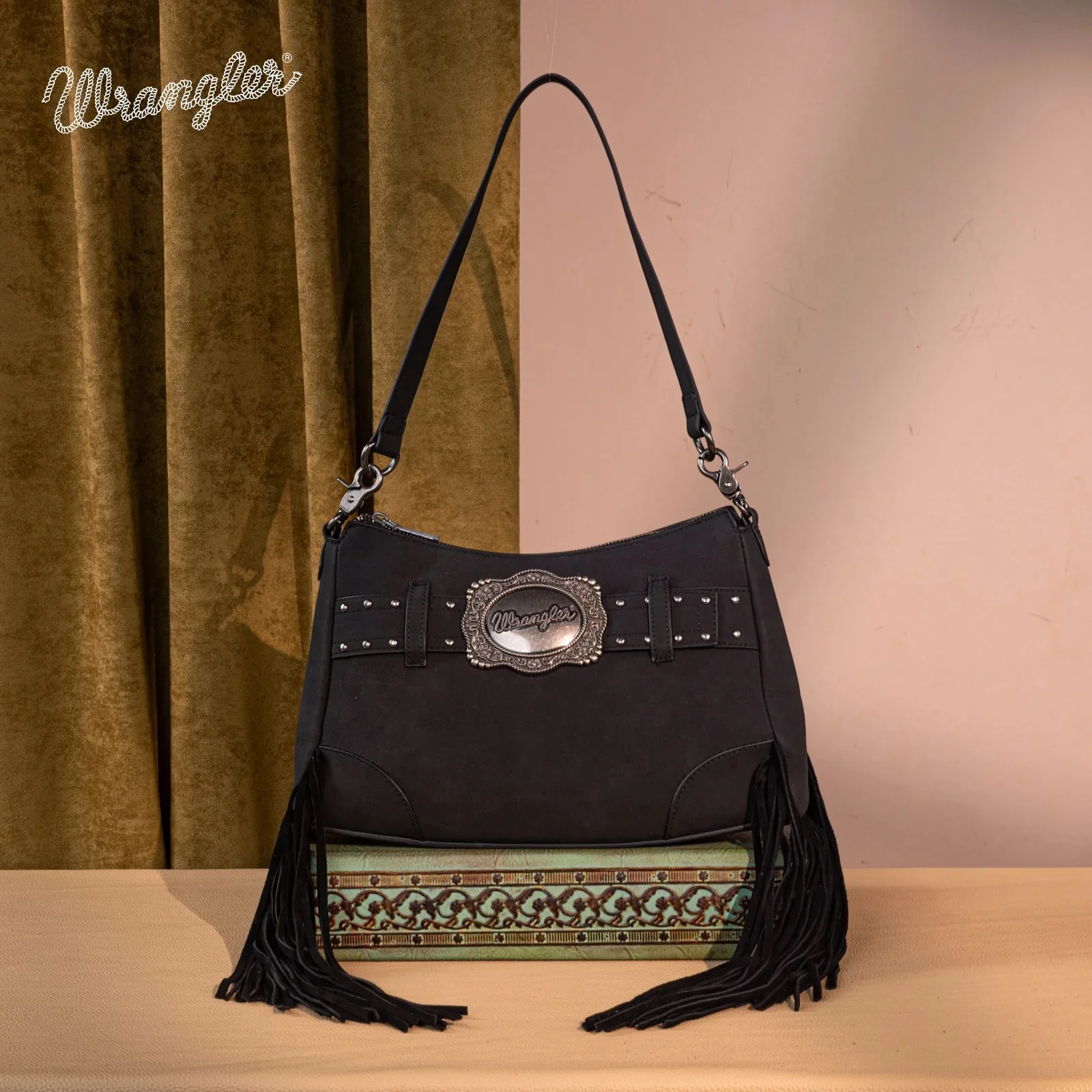 Wrangler Fringe Buckle Hobo Bag/Crossbody Bag