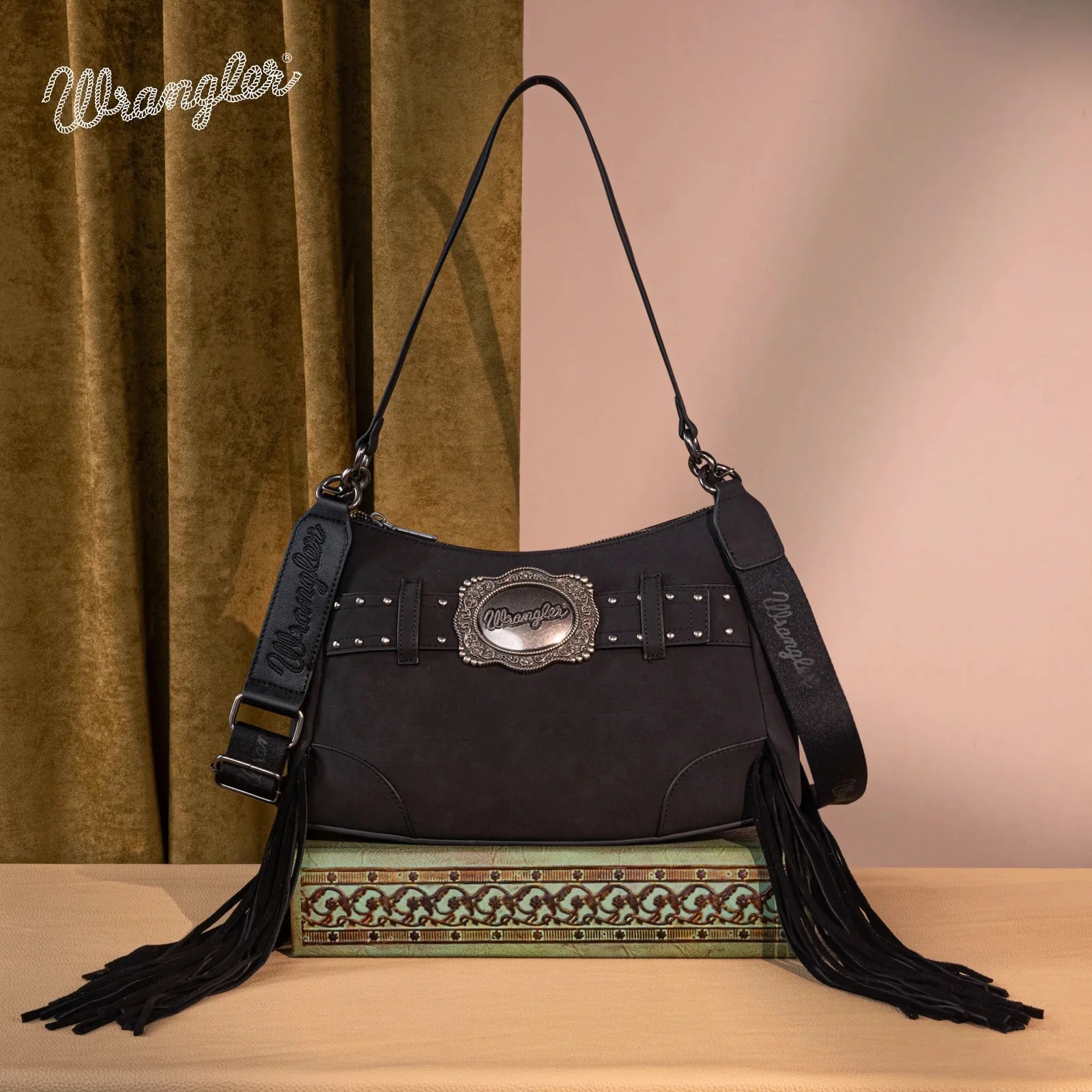 Wrangler Fringe Buckle Hobo Bag/Crossbody Bag - Image 11