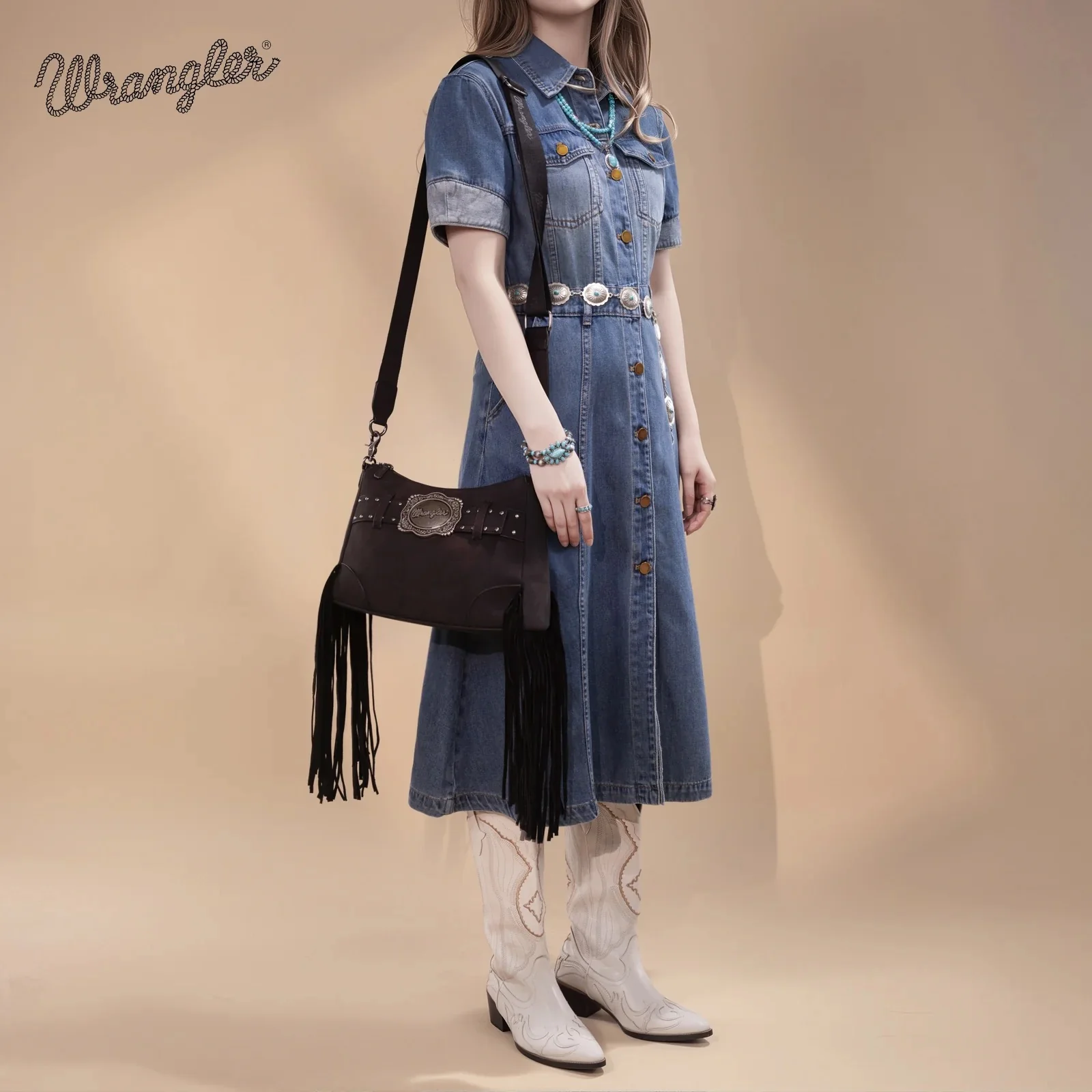 Wrangler Fringe Buckle Hobo Bag/Crossbody Bag - Image 13