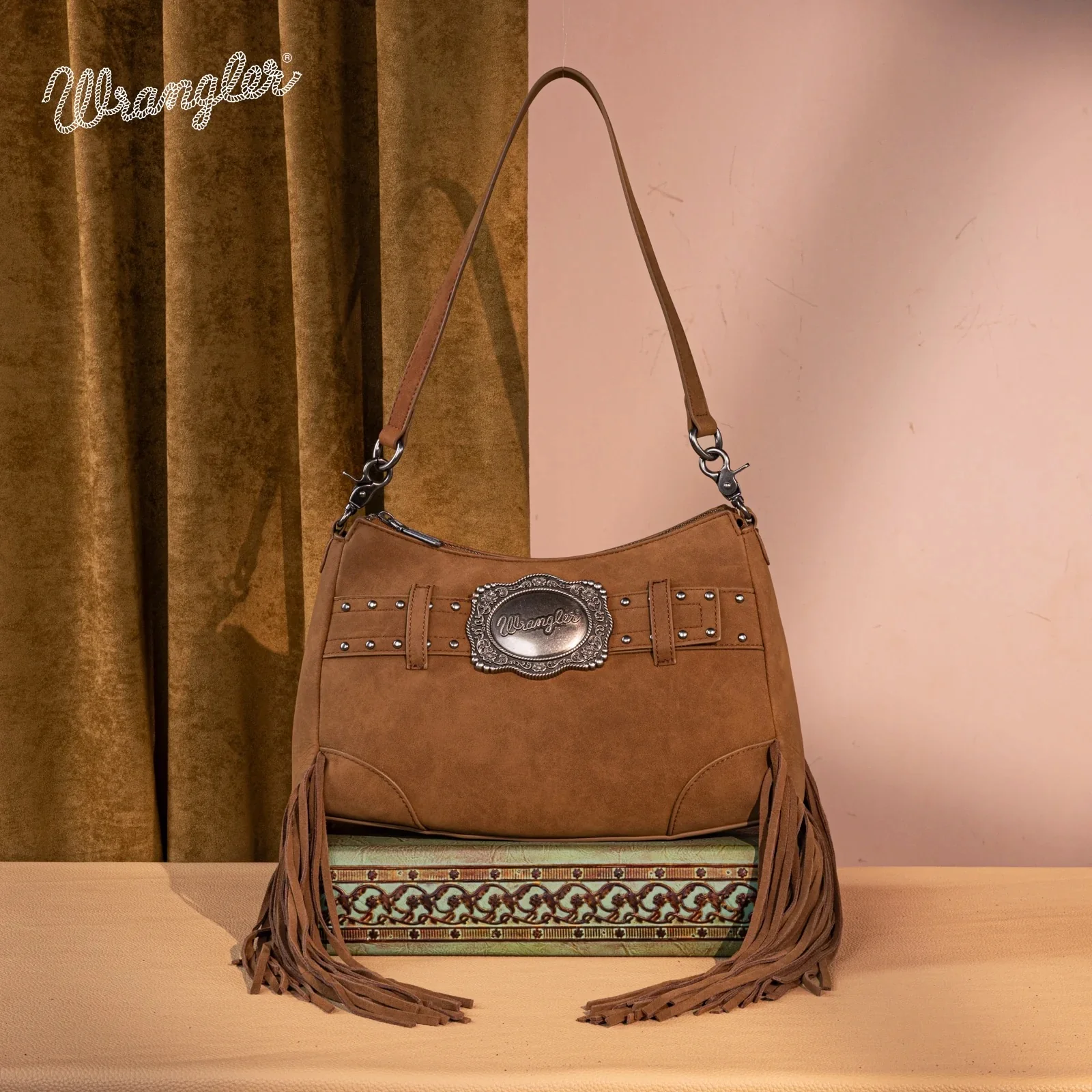 Wrangler Fringe Buckle Hobo Bag/Crossbody Bag