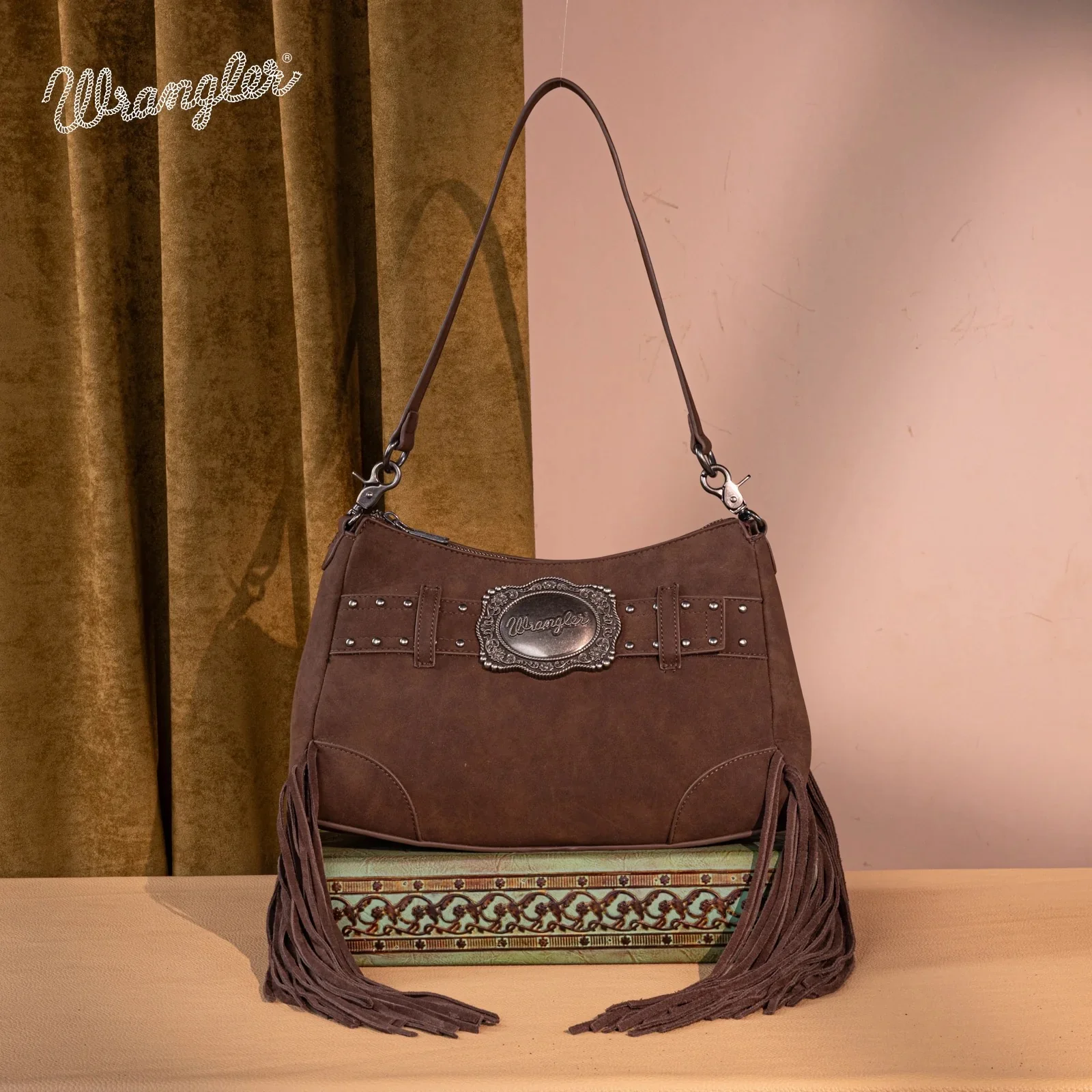 Wrangler Fringe Buckle Hobo Bag/Crossbody Bag