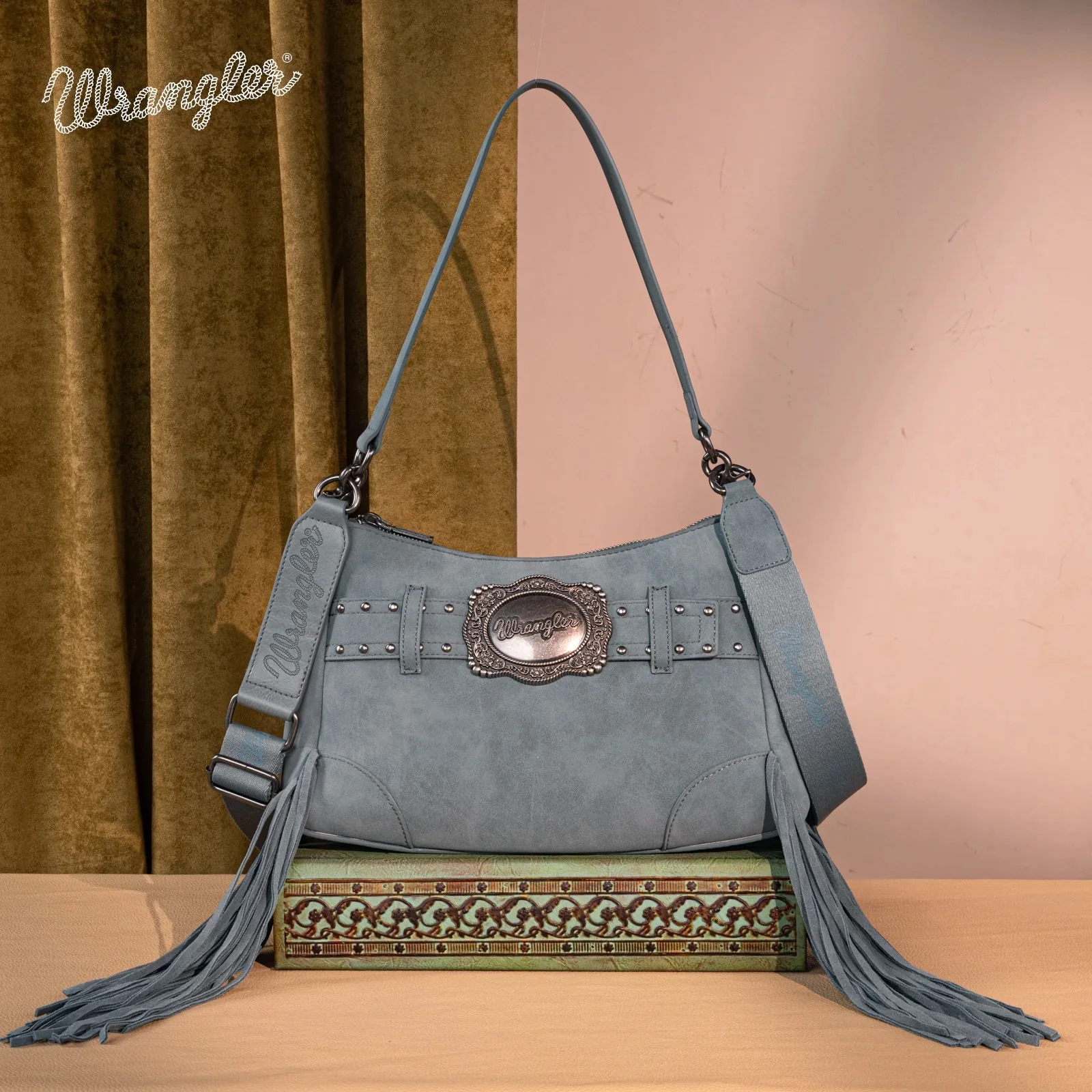 Wrangler Fringe Buckle Hobo Bag/Crossbody Bag