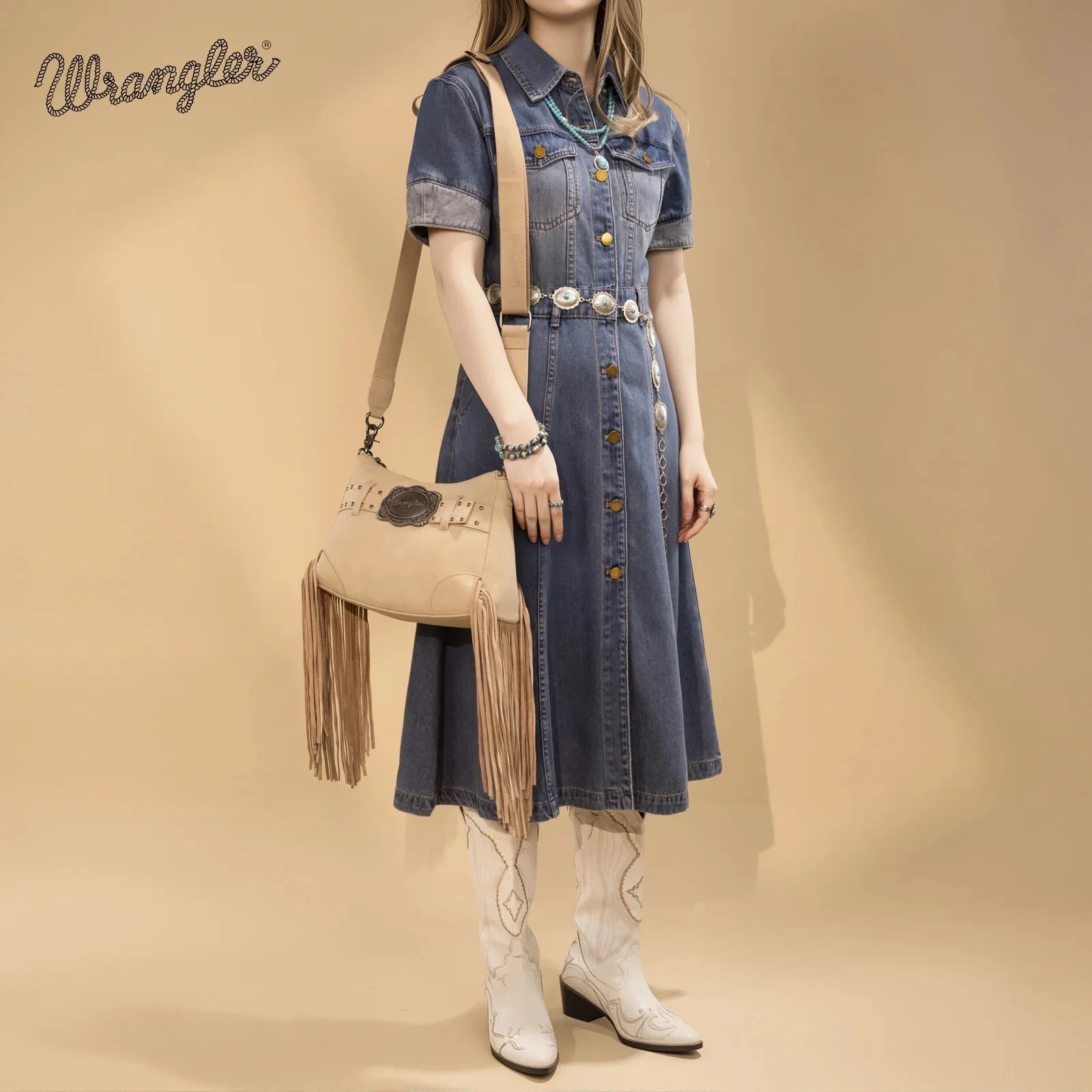 Wrangler Fringe Buckle Hobo Bag/Crossbody Bag - Image 10