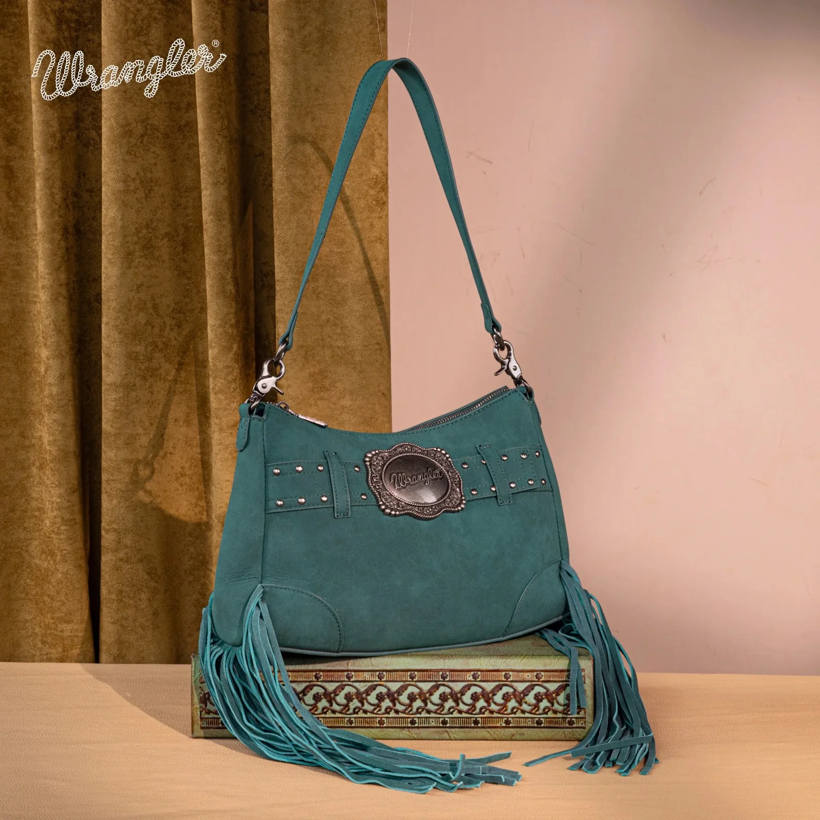 Wrangler Fringe Buckle Hobo Bag/Crossbody Bag