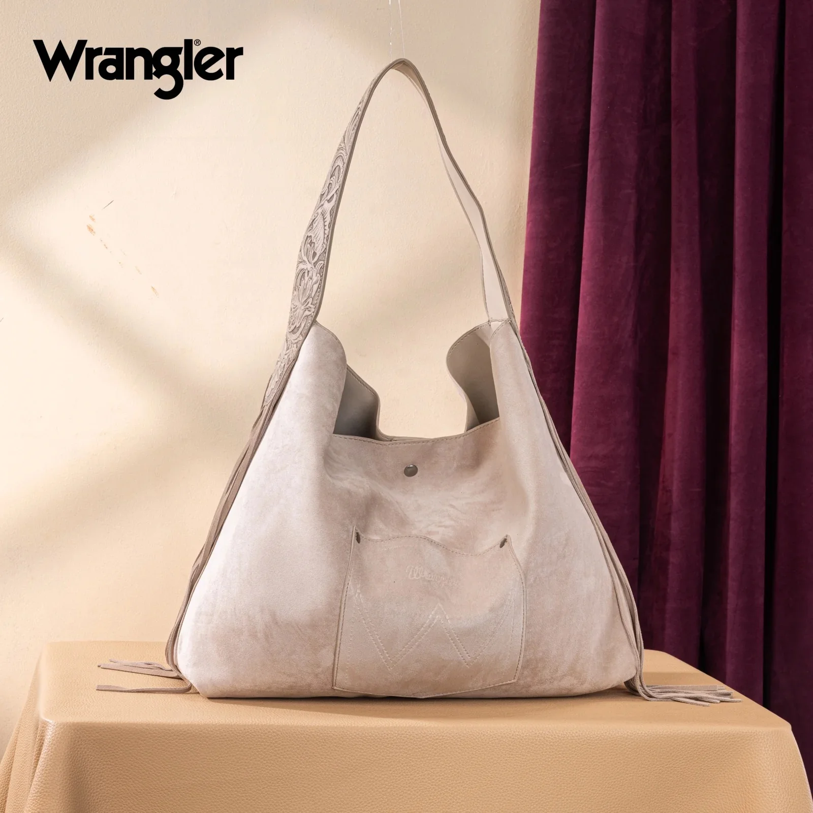 Wrangler Fringe Floral Tooled Hobo Bag - Image 3