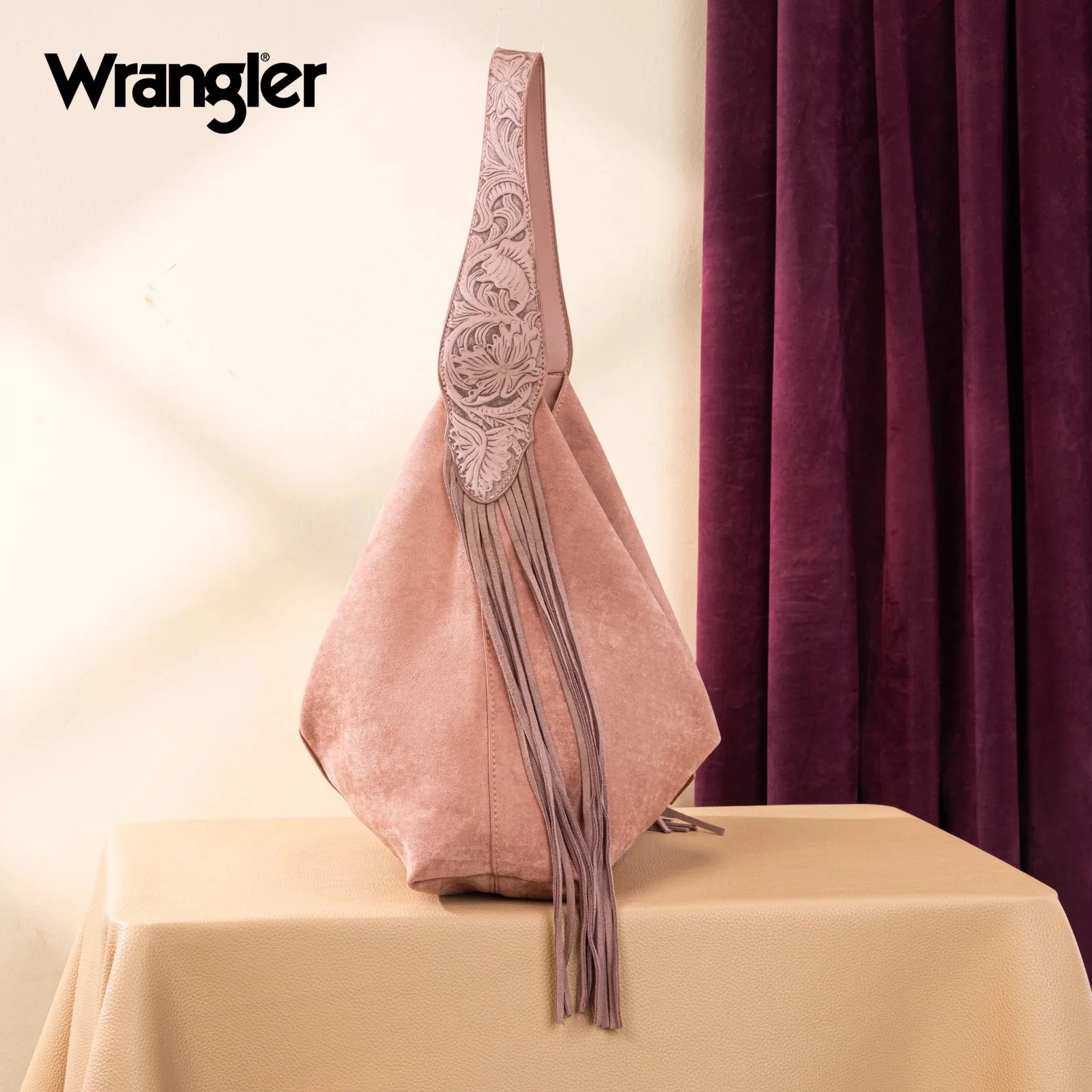 Wrangler Fringe Floral Tooled Hobo Bag - Image 2