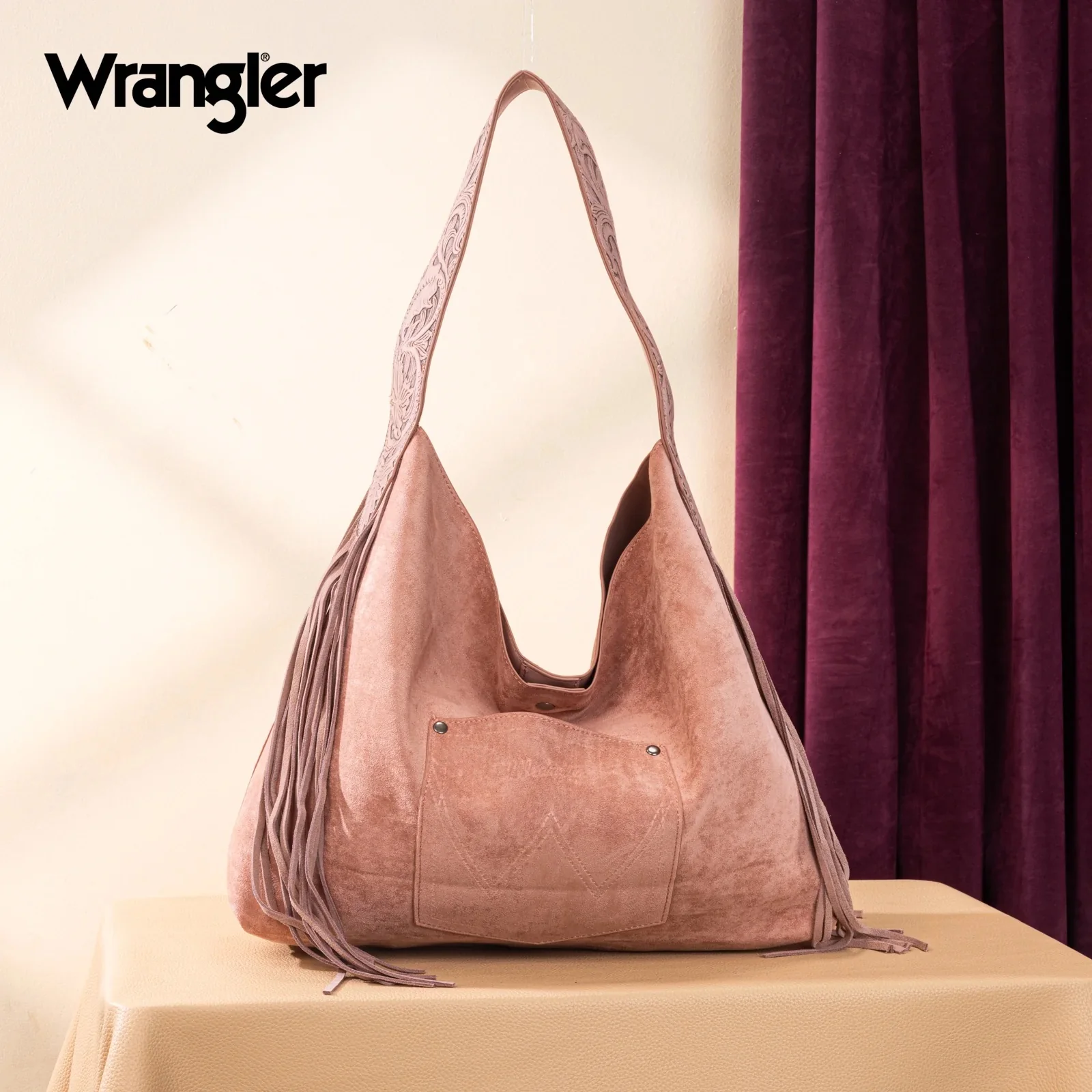 Wrangler Fringe Floral Tooled Hobo Bag - Image 4