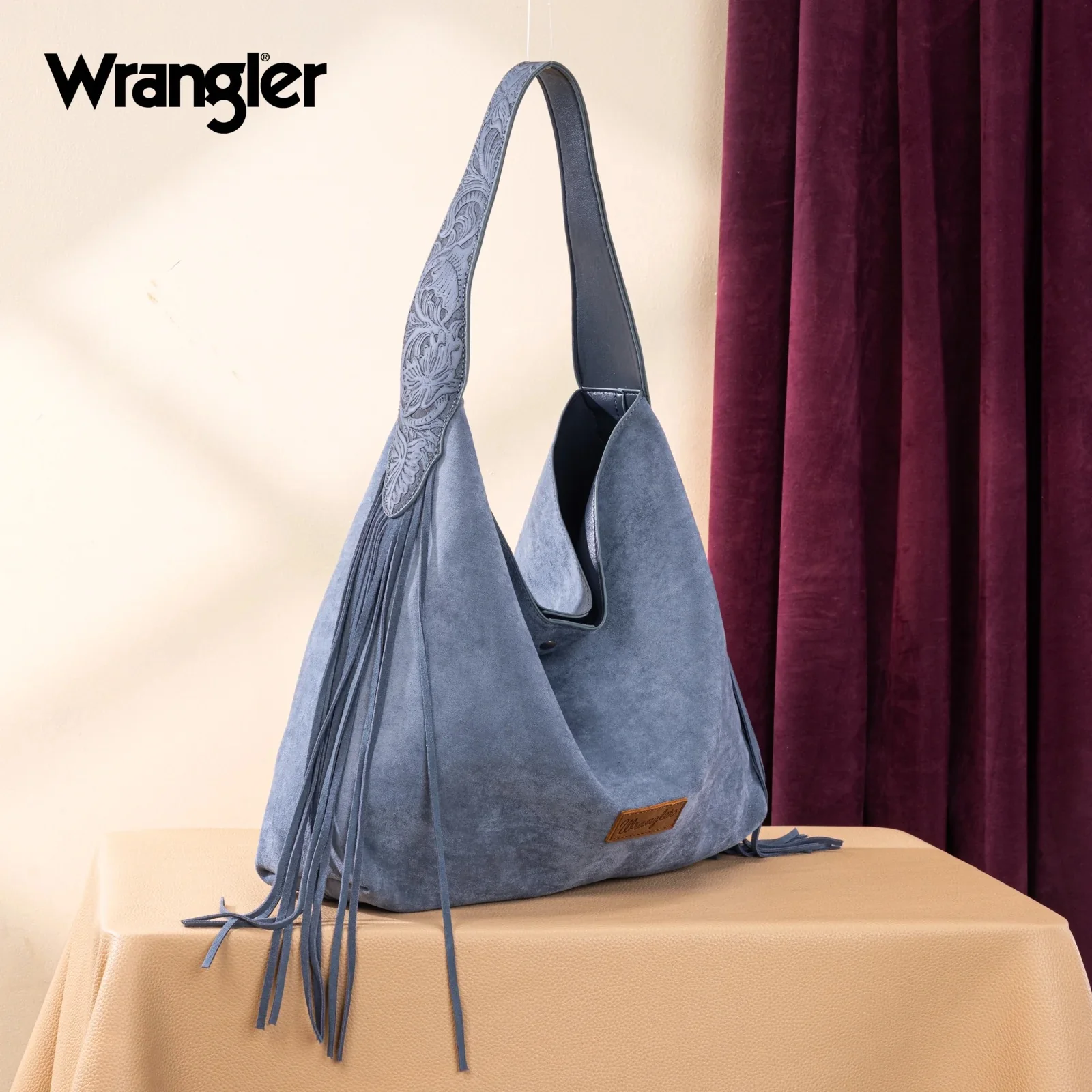 Wrangler Fringe Floral Tooled Hobo Bag - Image 2
