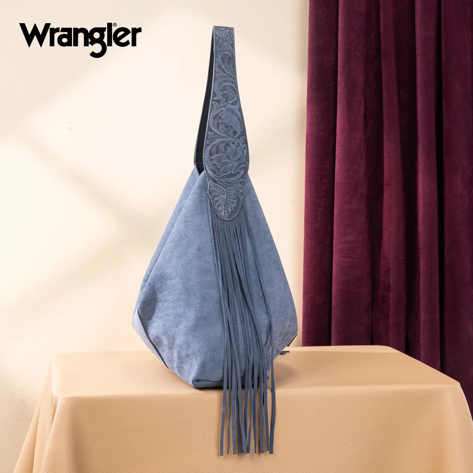 Wrangler Fringe Floral Tooled Hobo Bag - Image 3
