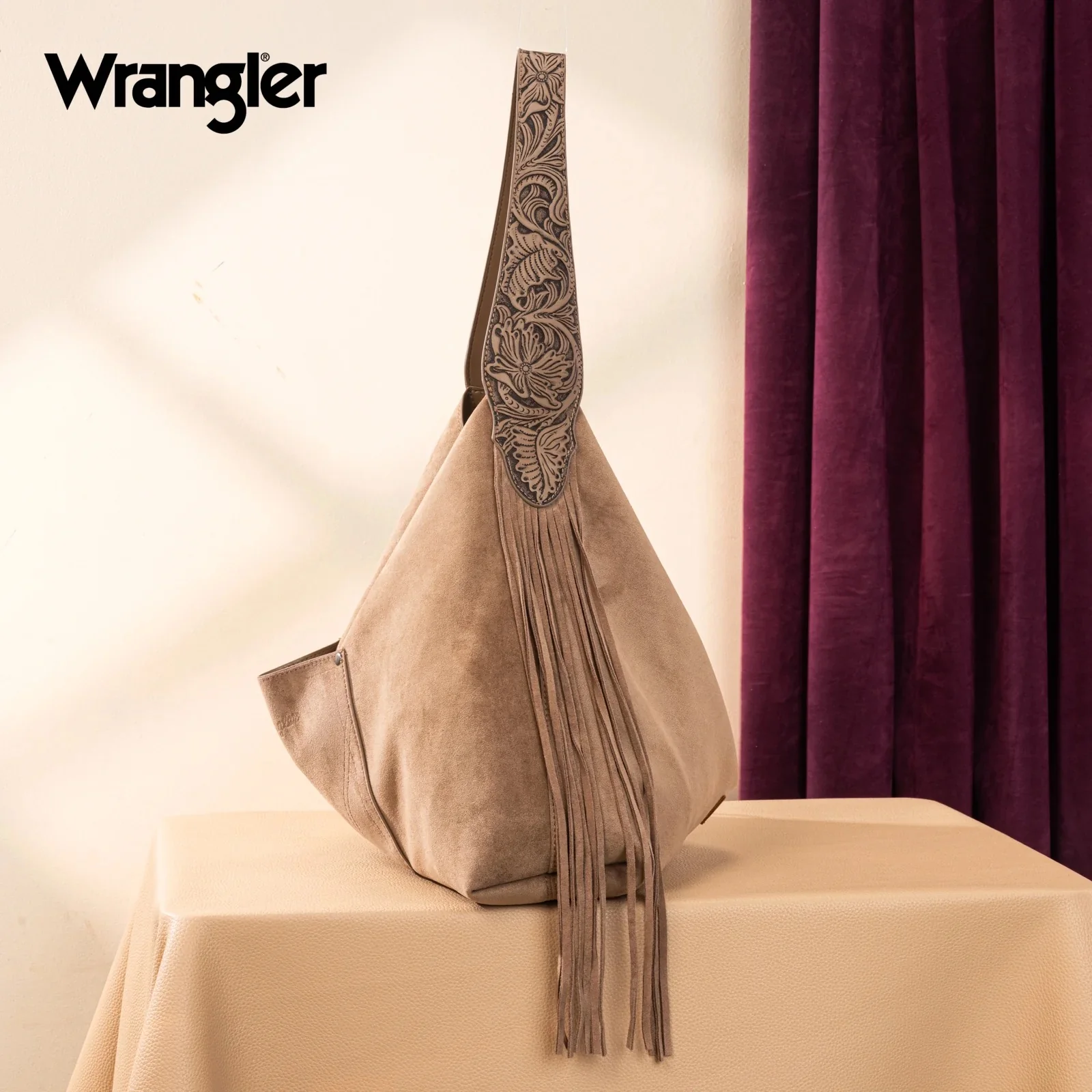 Wrangler Fringe Floral Tooled Hobo Bag - Image 4