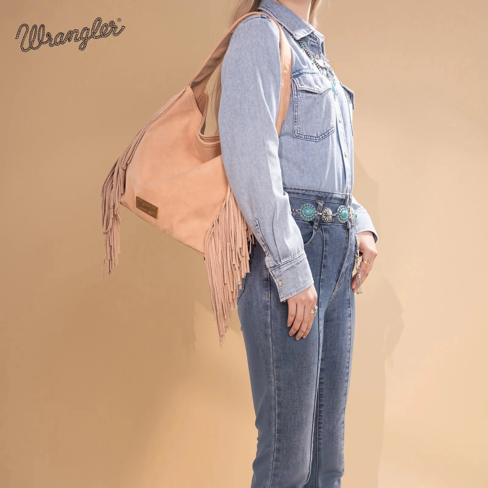 Wrangler Fringe Studded Hobo Bag - Image 10