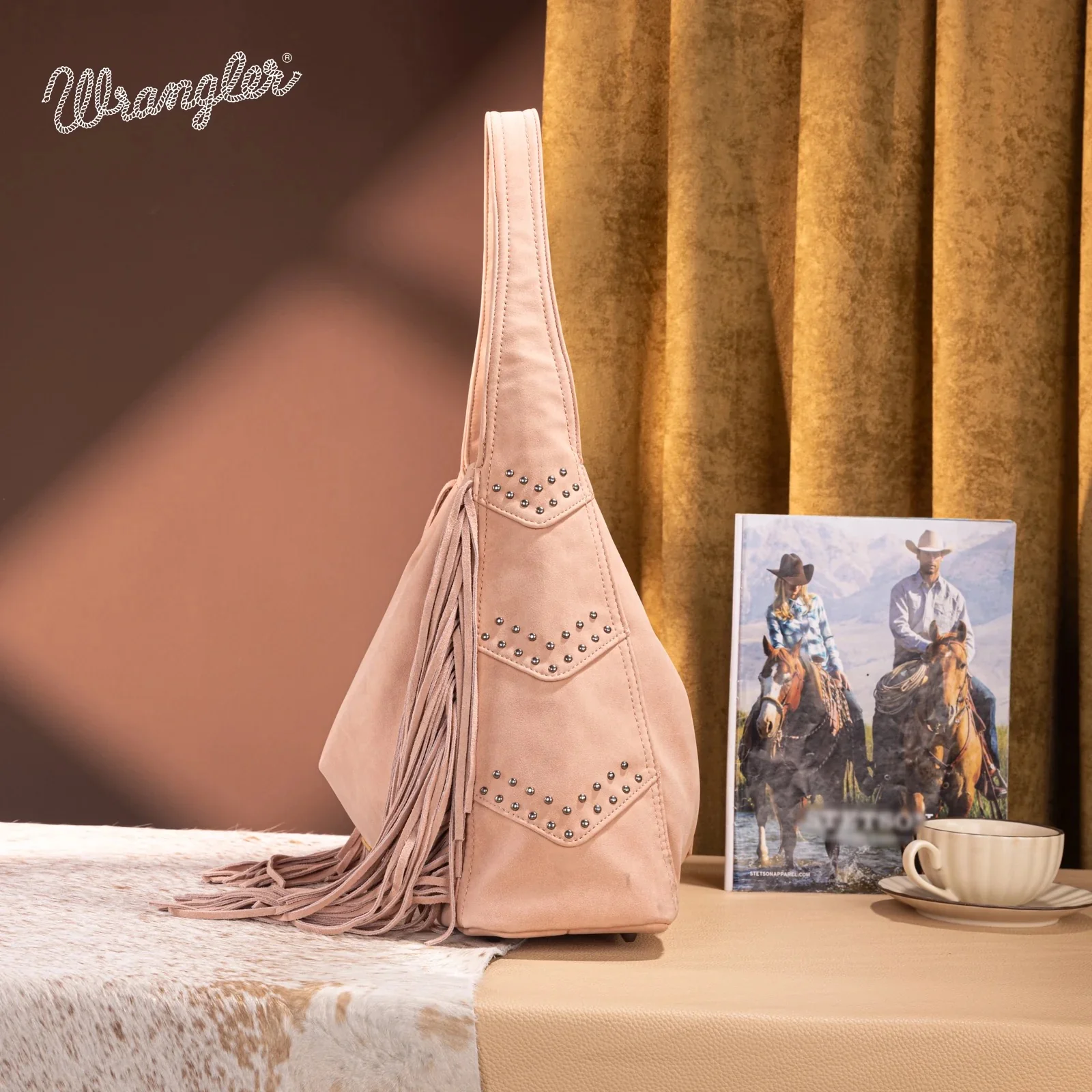 Wrangler Fringe Studded Hobo Bag - Image 3
