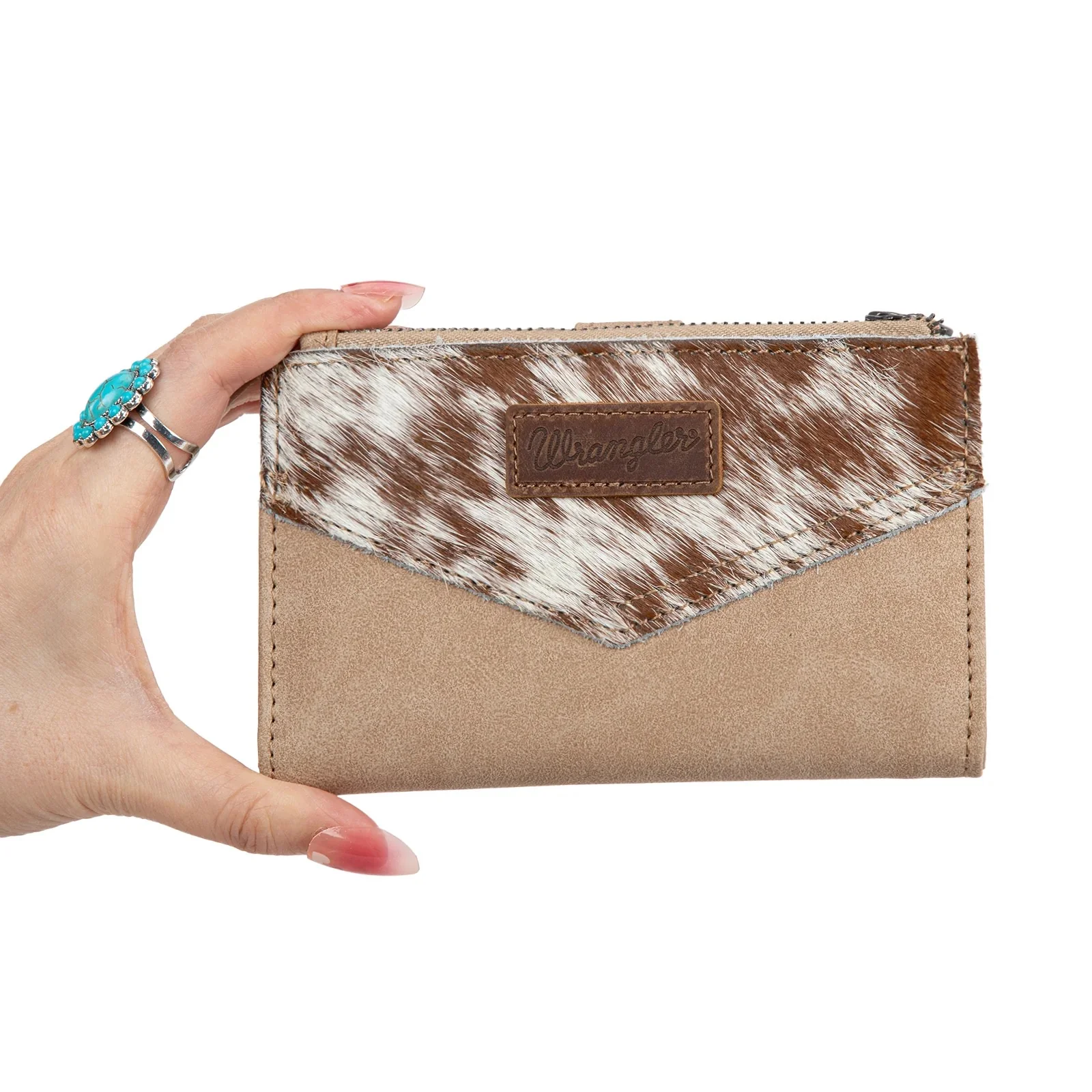 Wrangler Genuine Hair-On Cowhide Card Holder Bi-Fold Wallet - Image 6