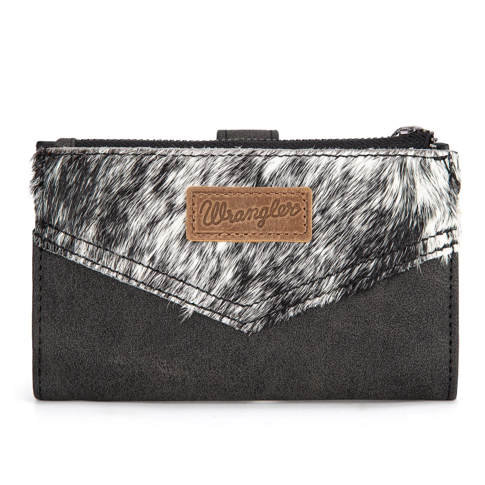 Wrangler Genuine Hair-On Cowhide Card Holder Bi-Fold Wallet - Image 4